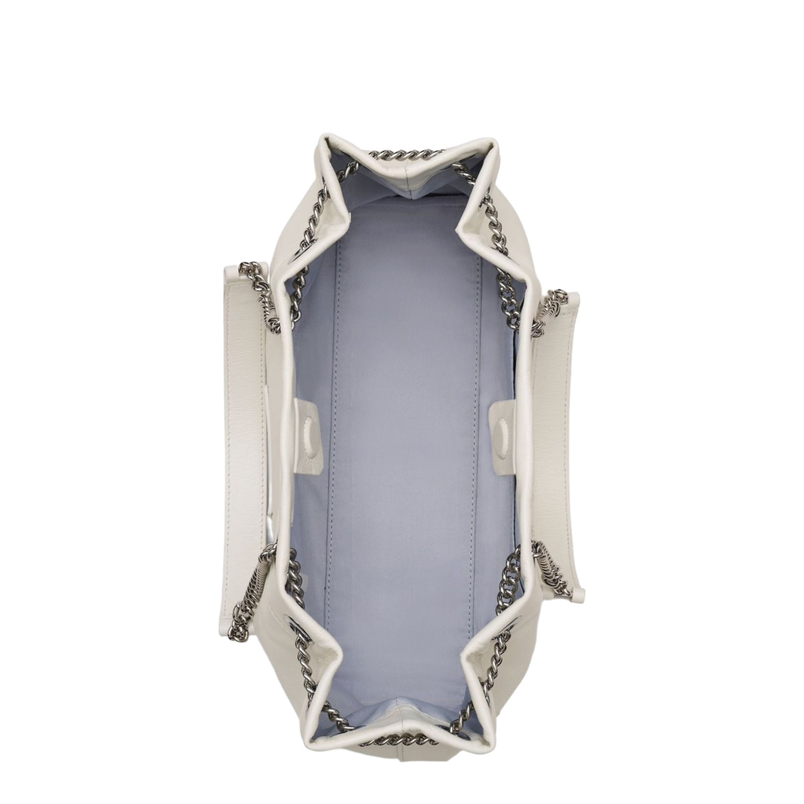Chain Sack Shoulder Bag In White Leather