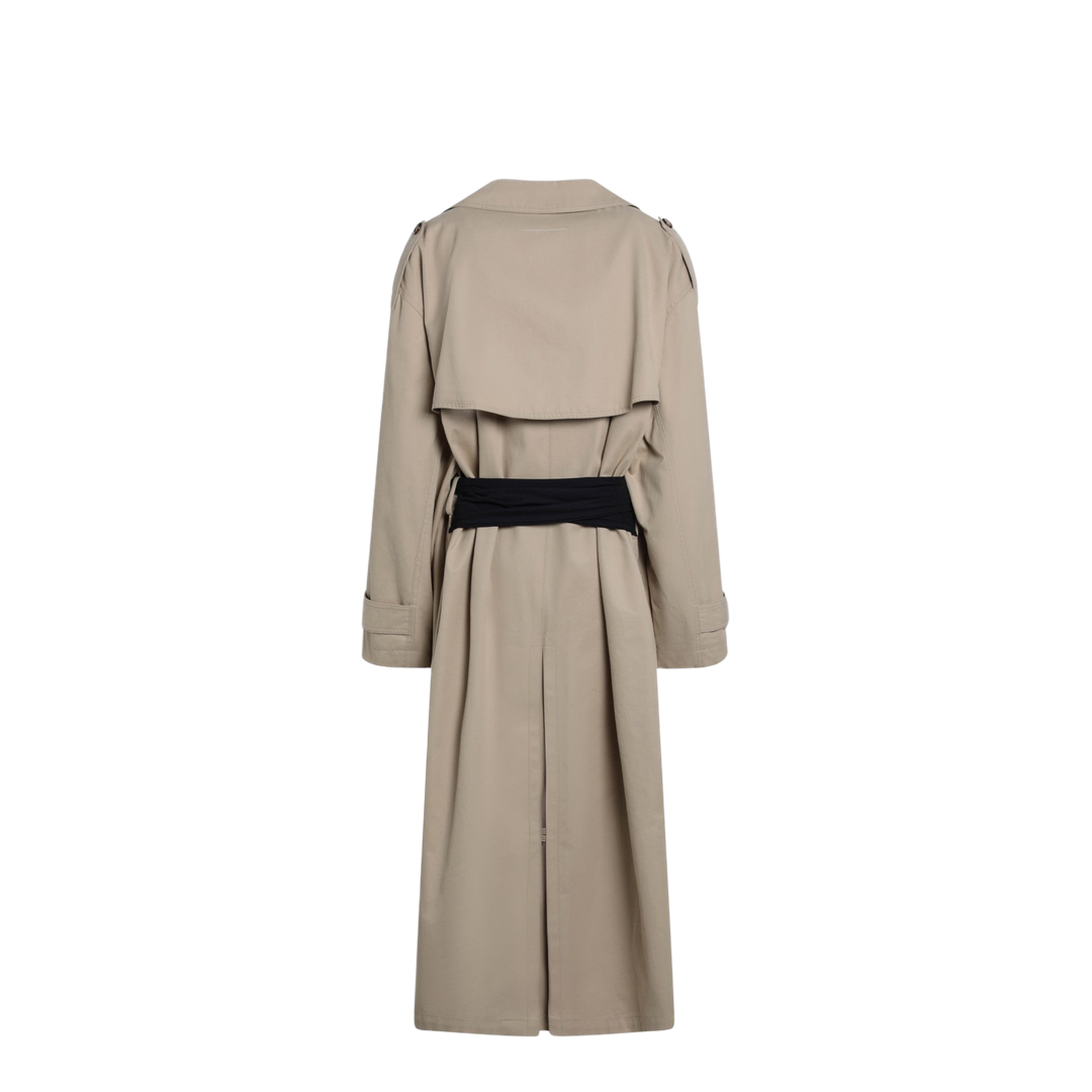 Beige Cotton Trench Coat with Gloves