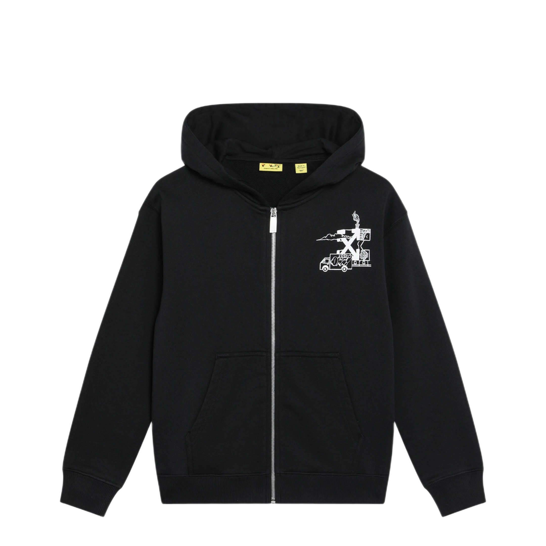 MAYFEYR - - Black Zip Hoodie With Logo Prints - OBBE001S26FLE0010001