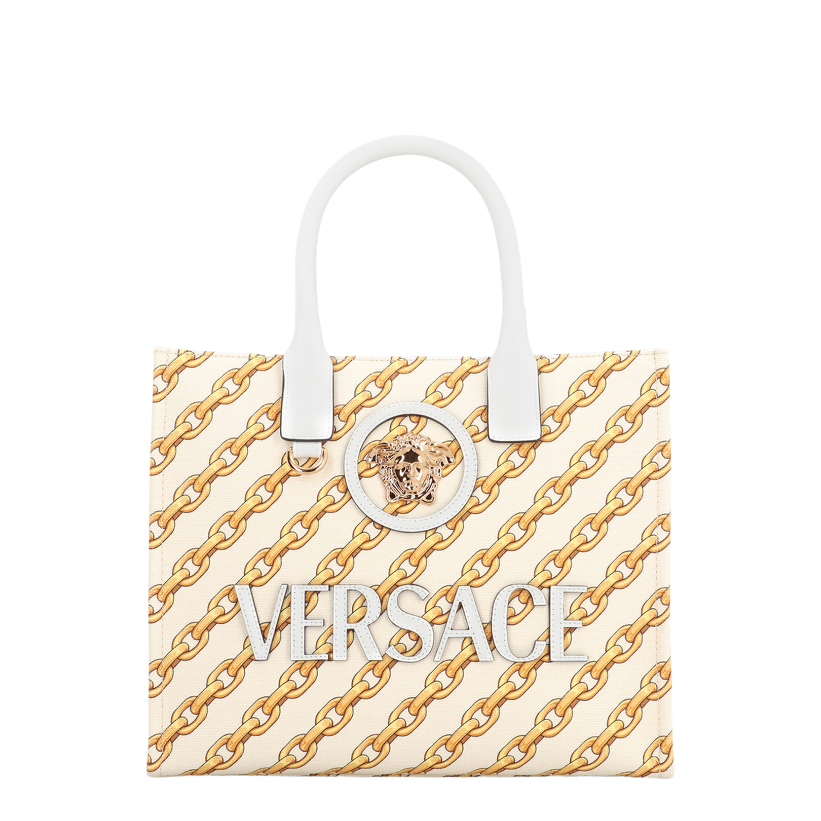 Chain Stripes La Medusa Small Shopping Bag