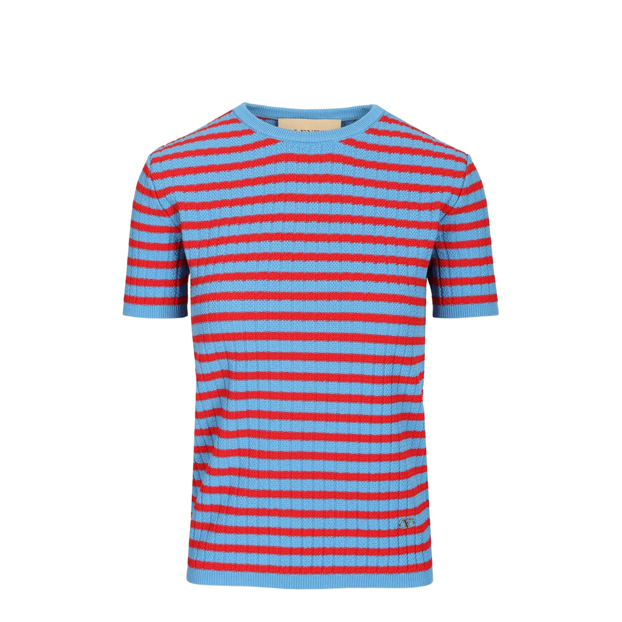 Ribbed and Striped Cotton T-Shirt
