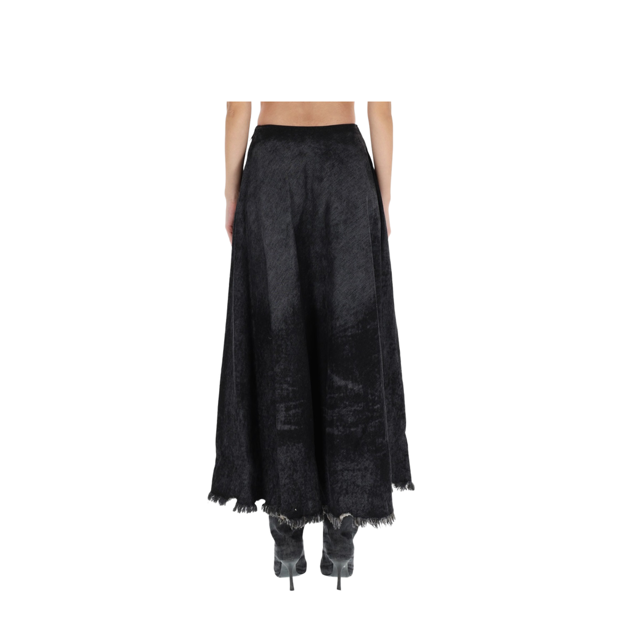 Full Skirt in Lasered Cotton-Hemp Denim