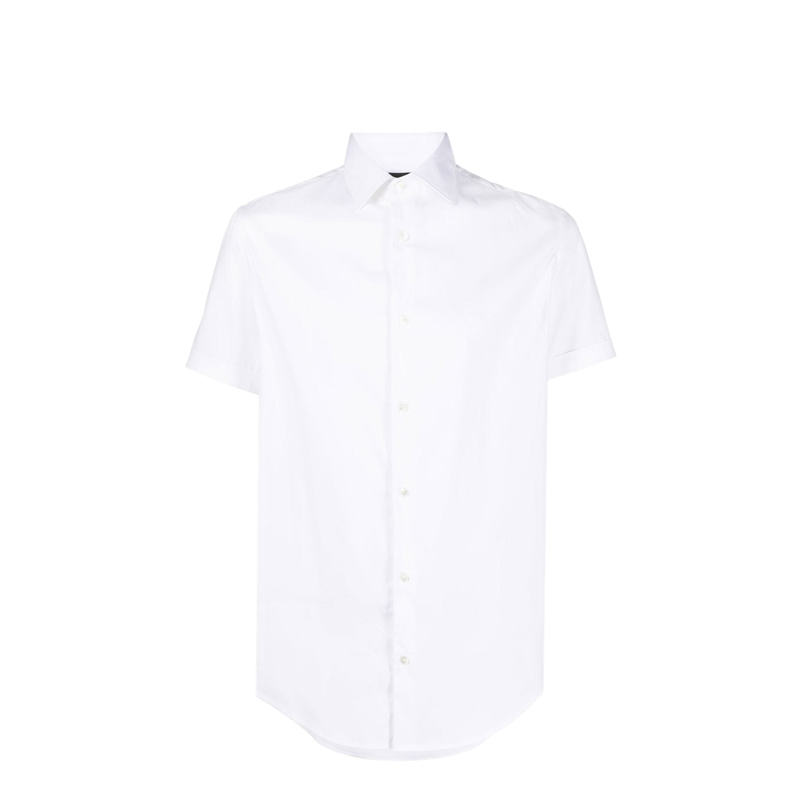 Cotton Shirt - White - Classic Collar Button Short