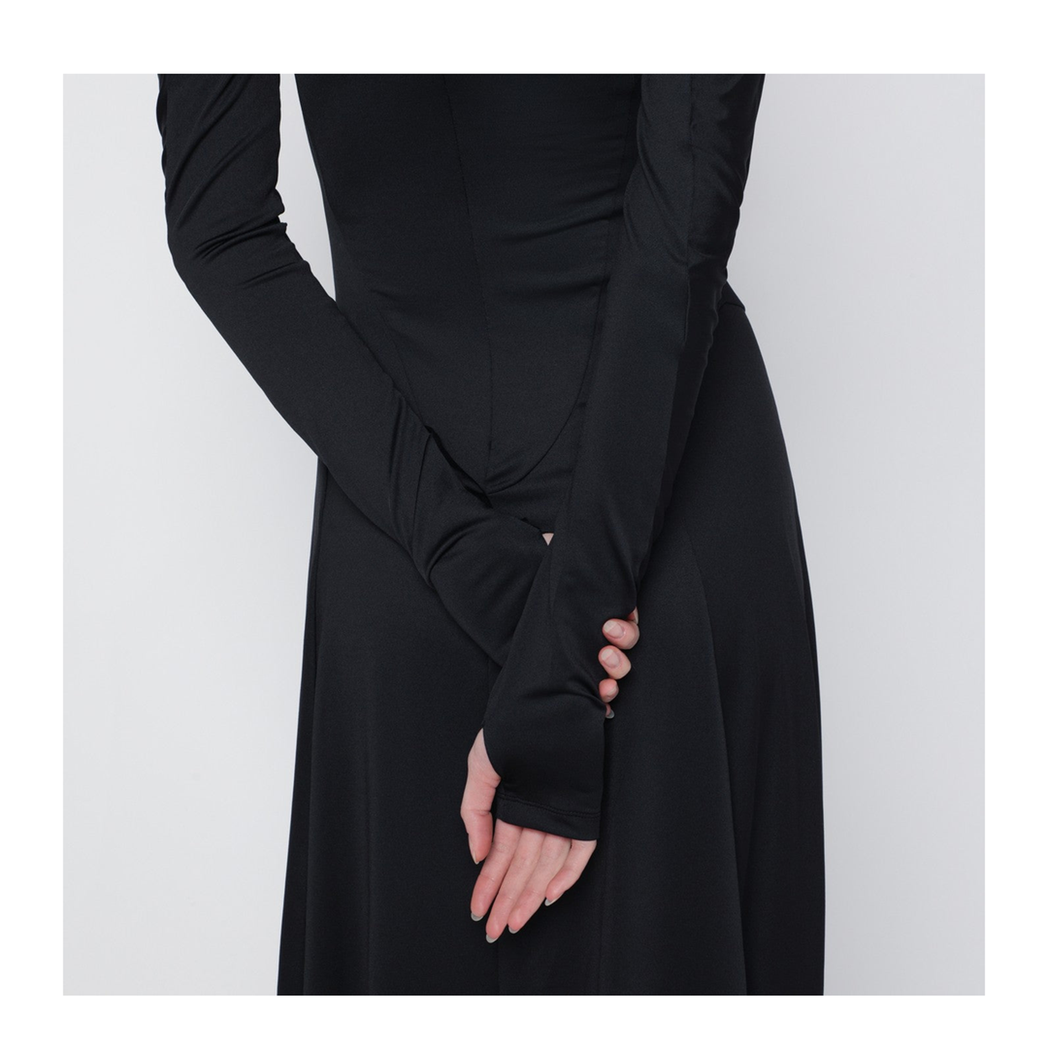 Black Asymmetric Midi Dress