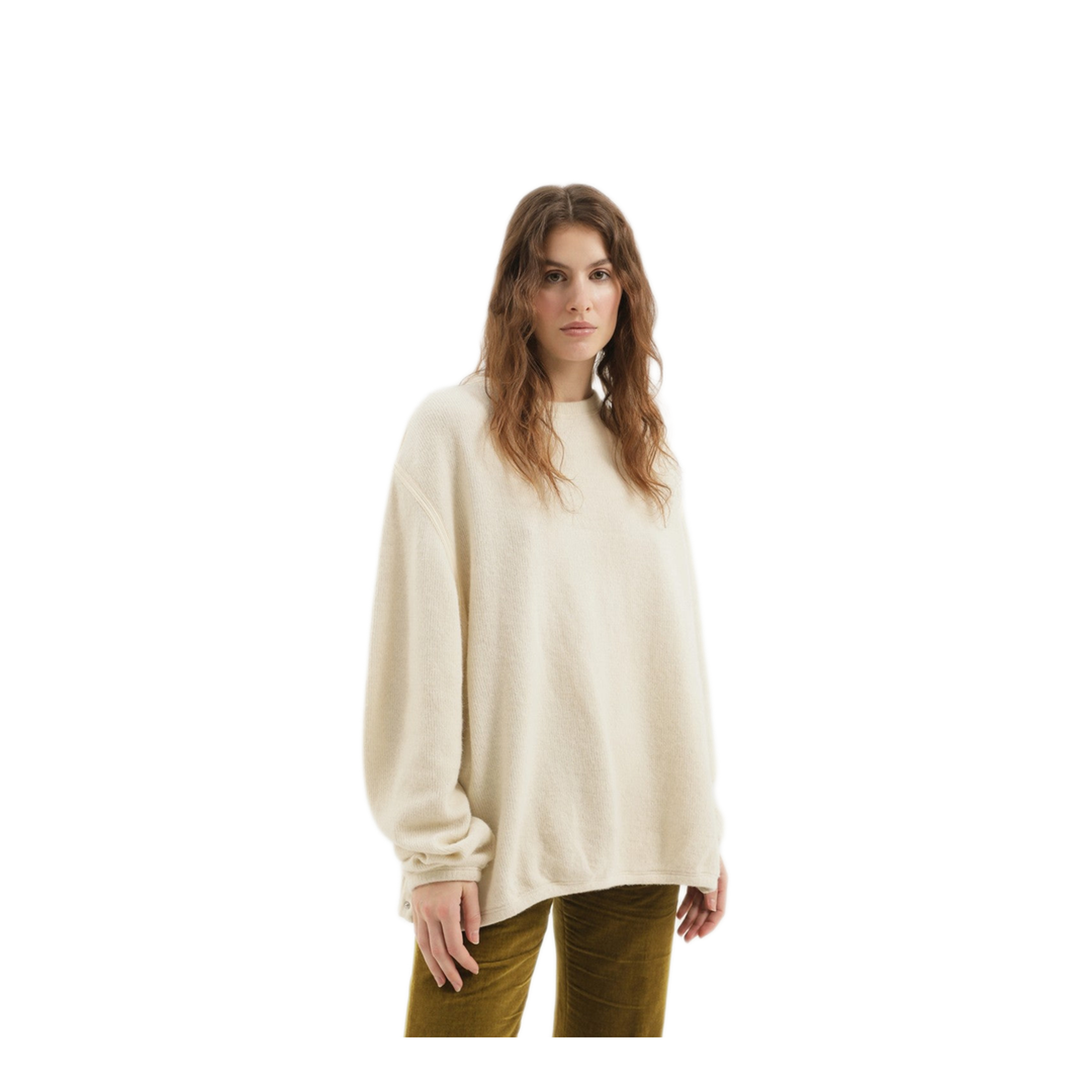 MAYFEYR - 1989 STUDIO - White Ribbed Sweater With Slits - F04WEL001JER0014100