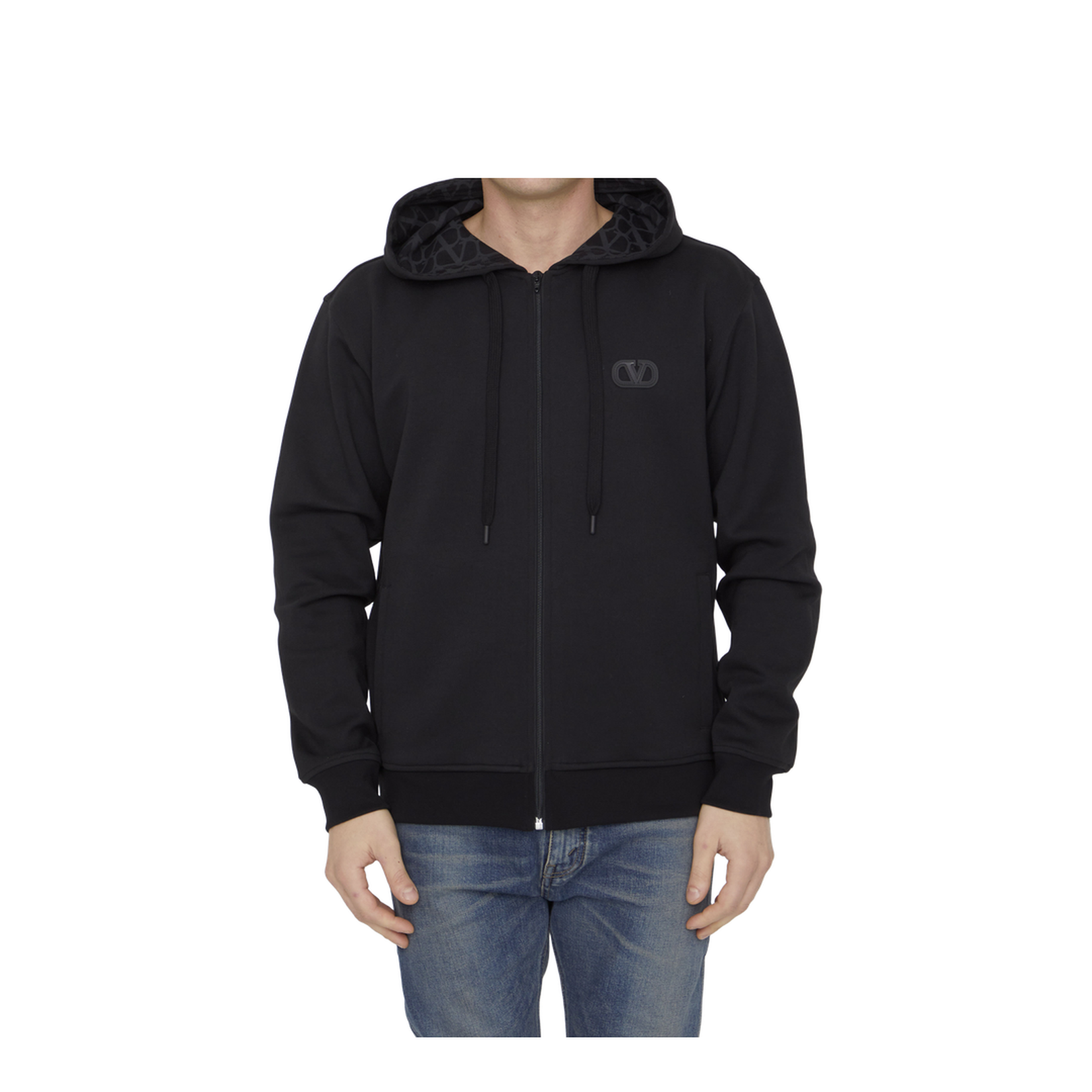 Black Vlogo Signature Zip-up Hoodie