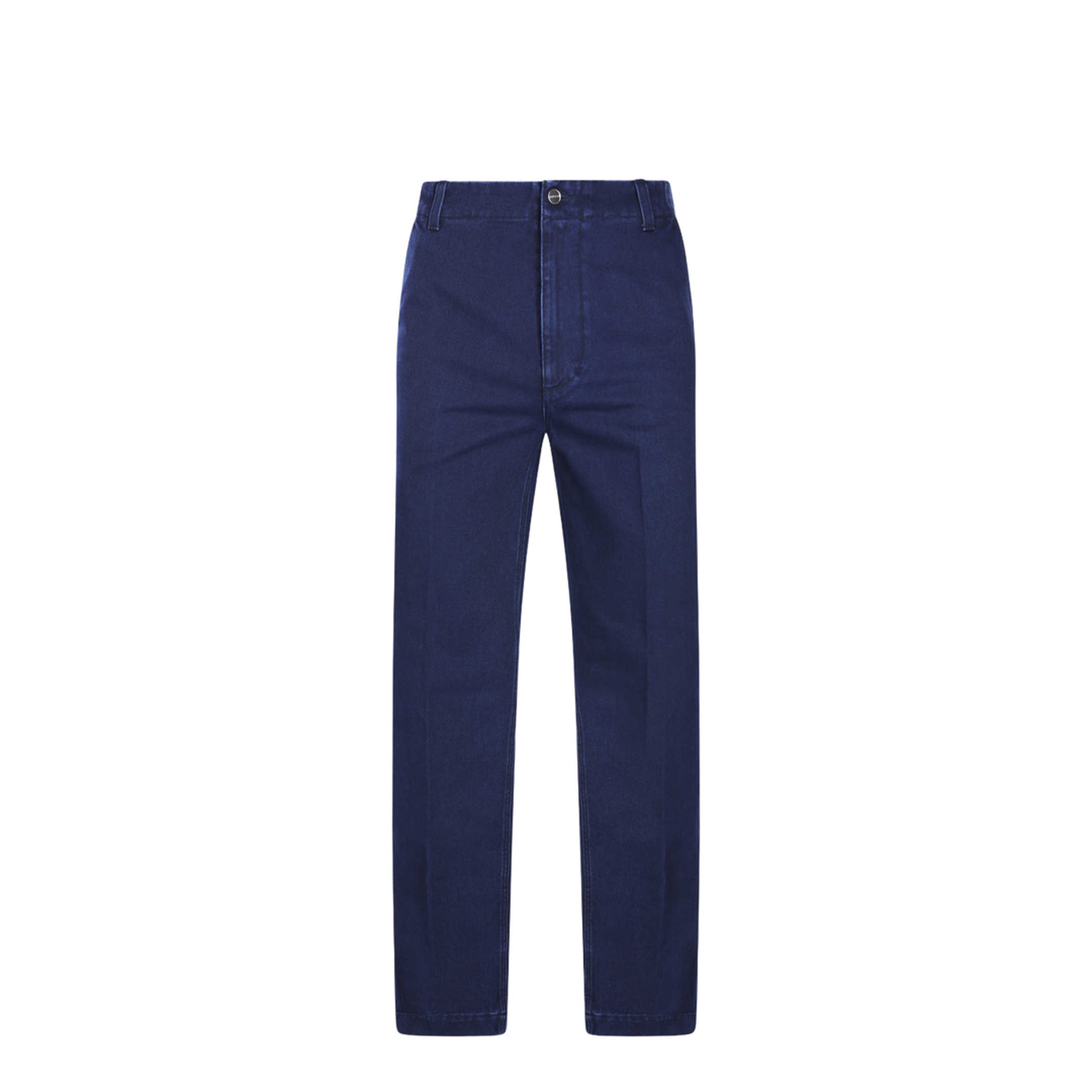Washed Denim Pant with Embossed Label in Dark Blue