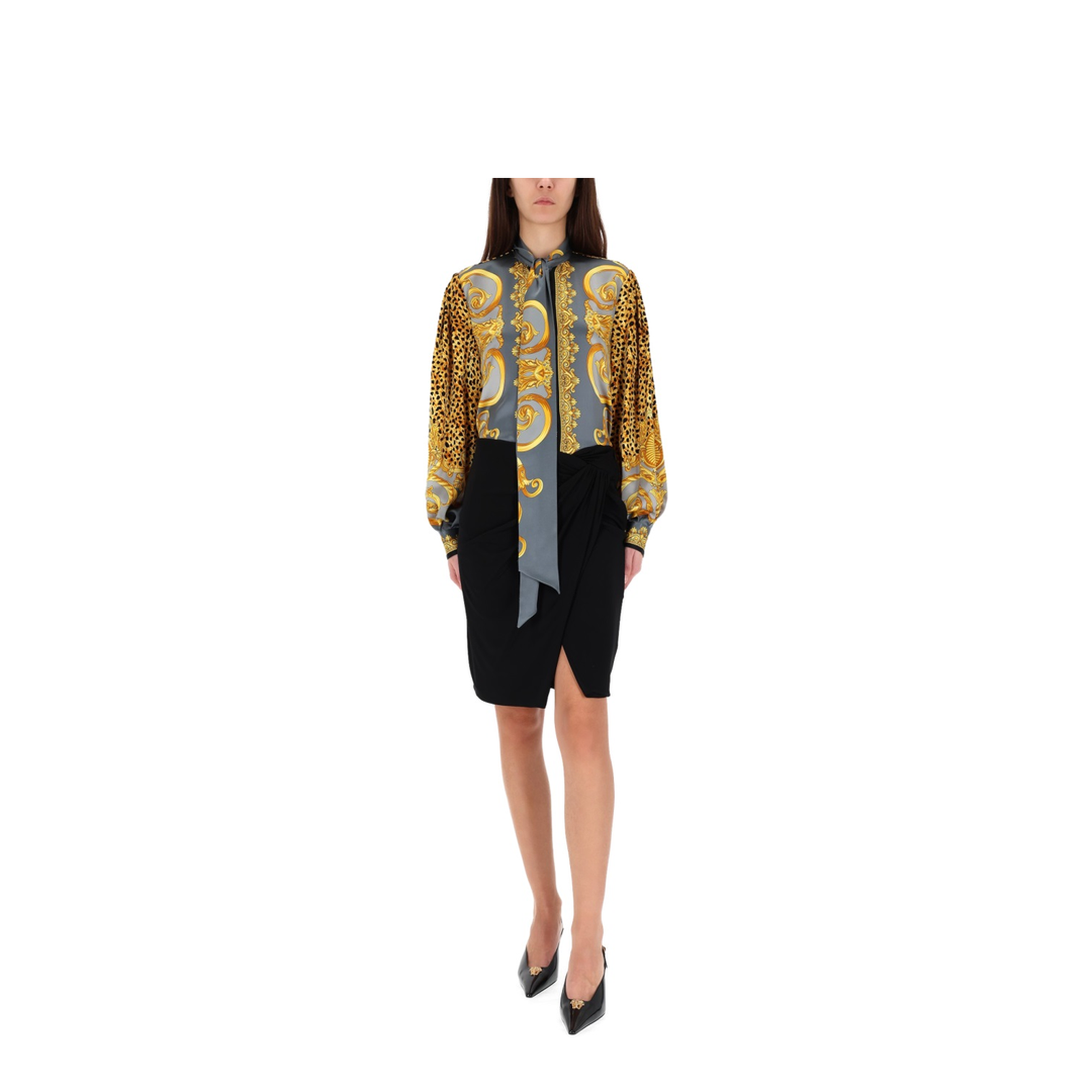 Cheetah Foulard Lavallière Silk Shirt