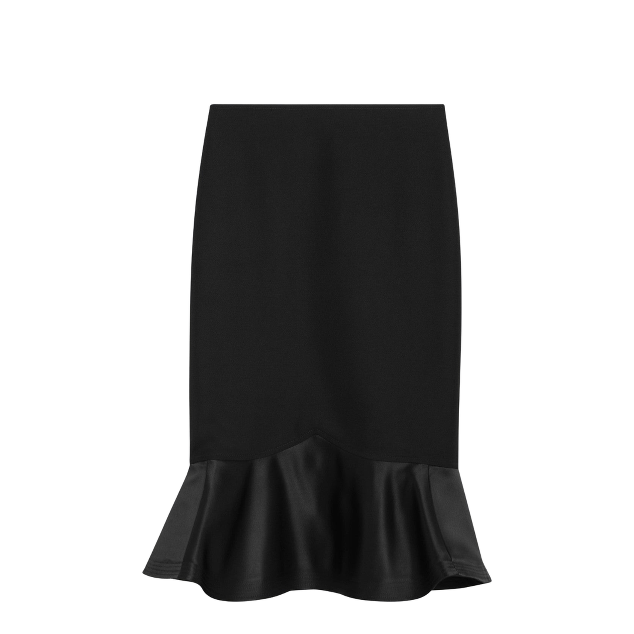 Black Grain de Poudre Wool Skirt