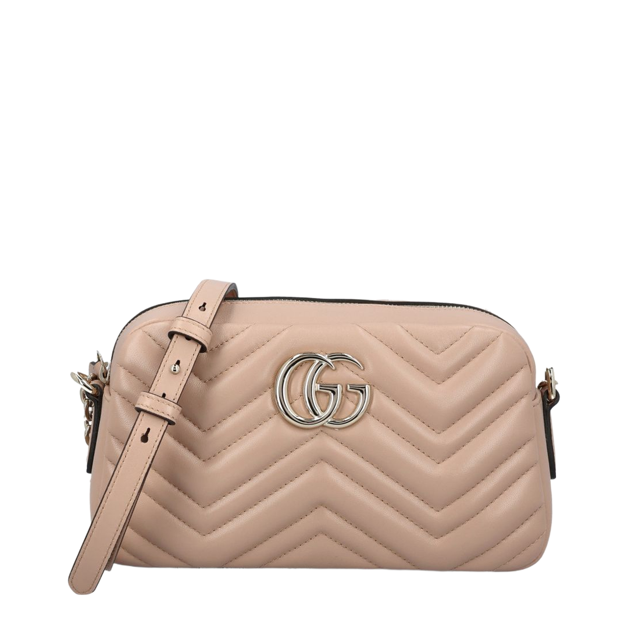 Small Camera Bag in Pink Beige Leather