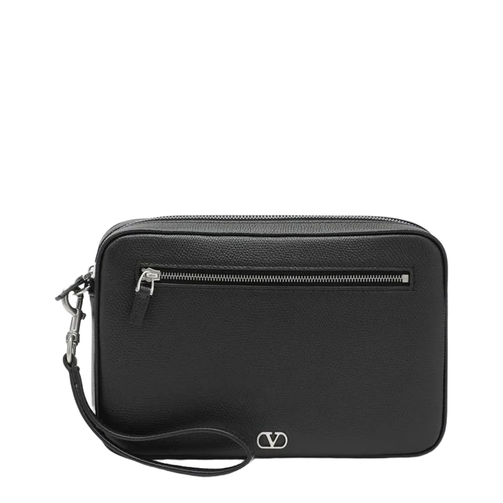 Garavani Vlogo Signature Clutch In Grained Calfskin
