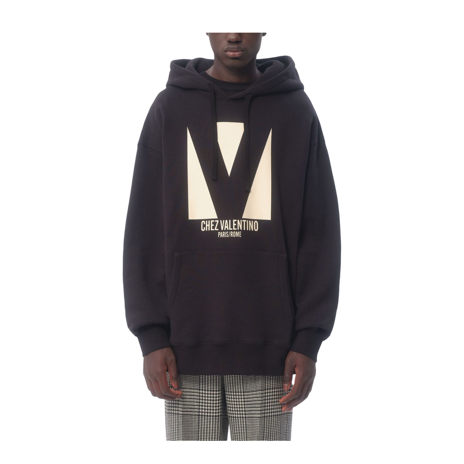 Black Cotton Drawstring Hoodie