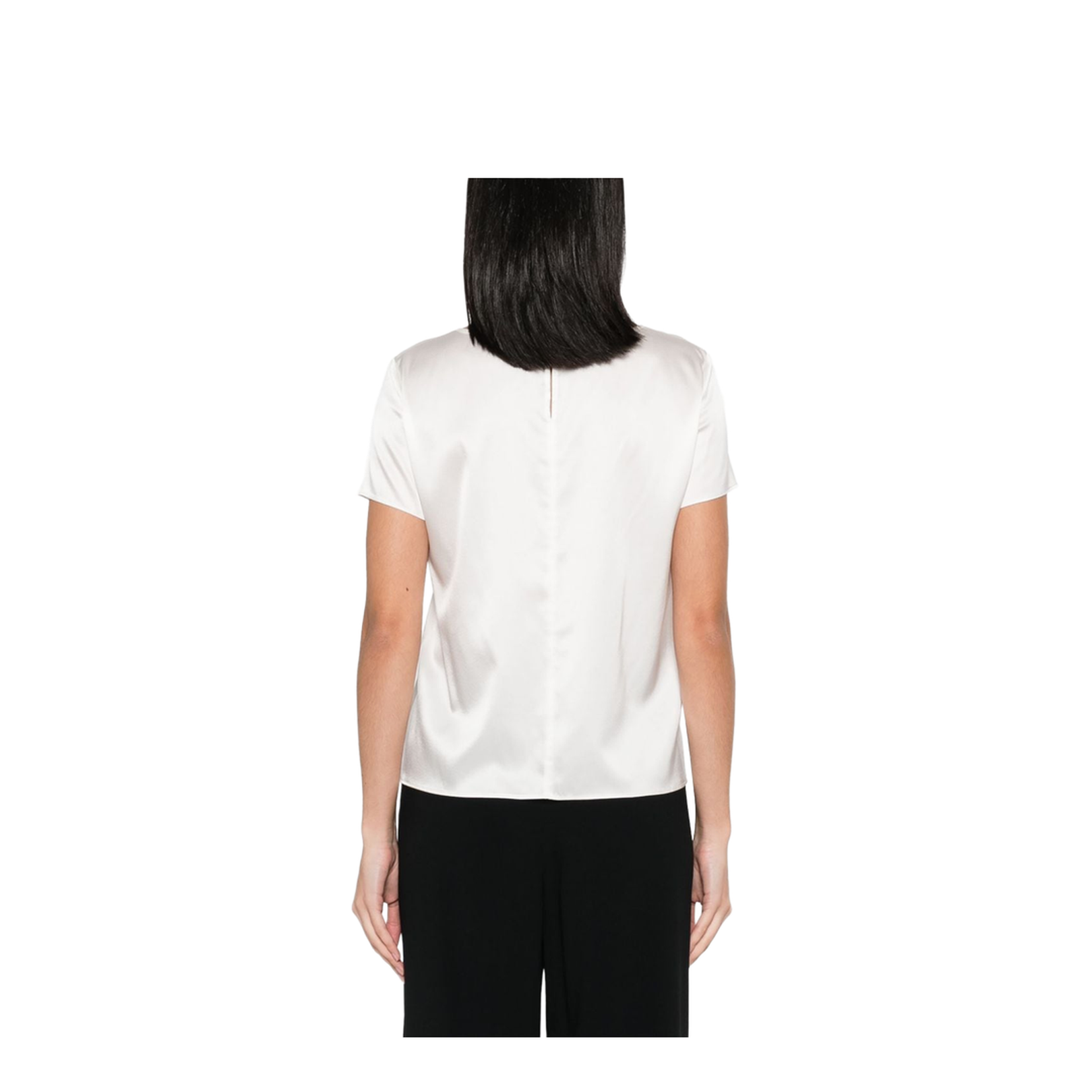 White Stretch-Silk Satin Weave Top