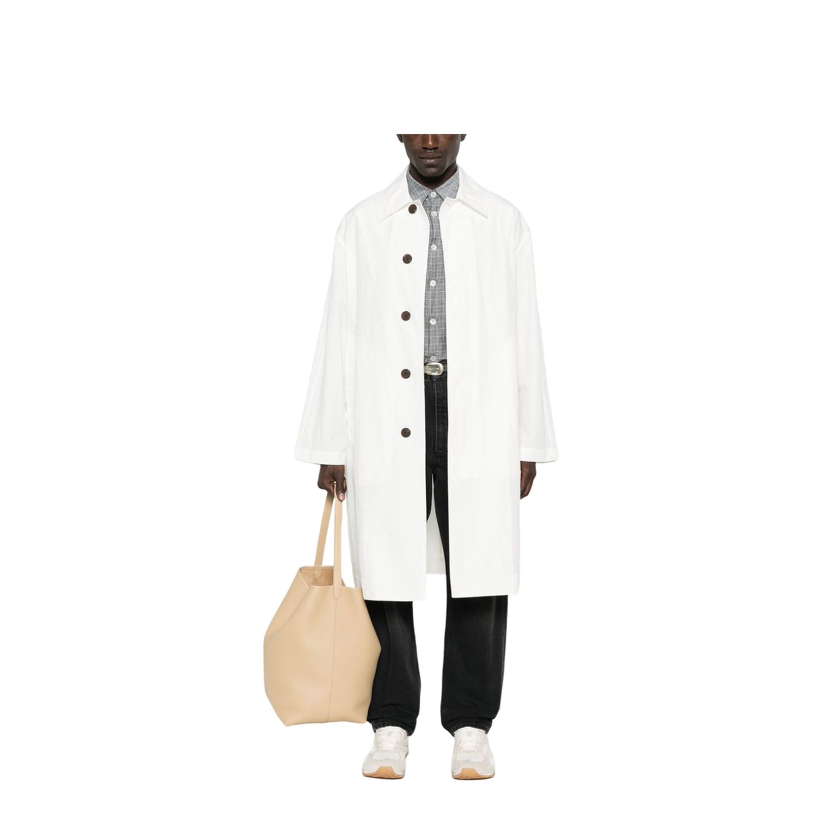 Nylon And Cotton Blend Coat In White