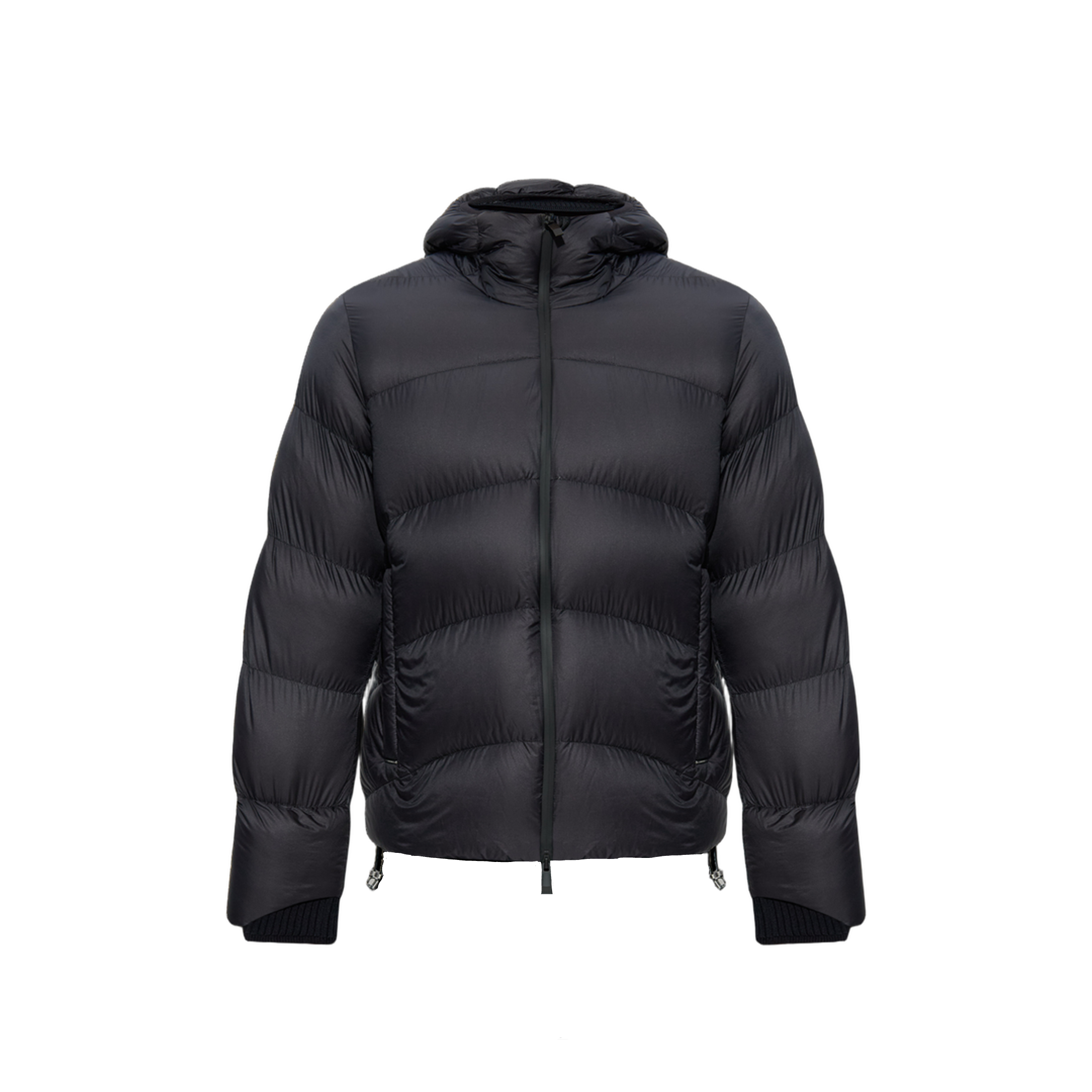 Black Fulcran Hooded Short Down Jacket