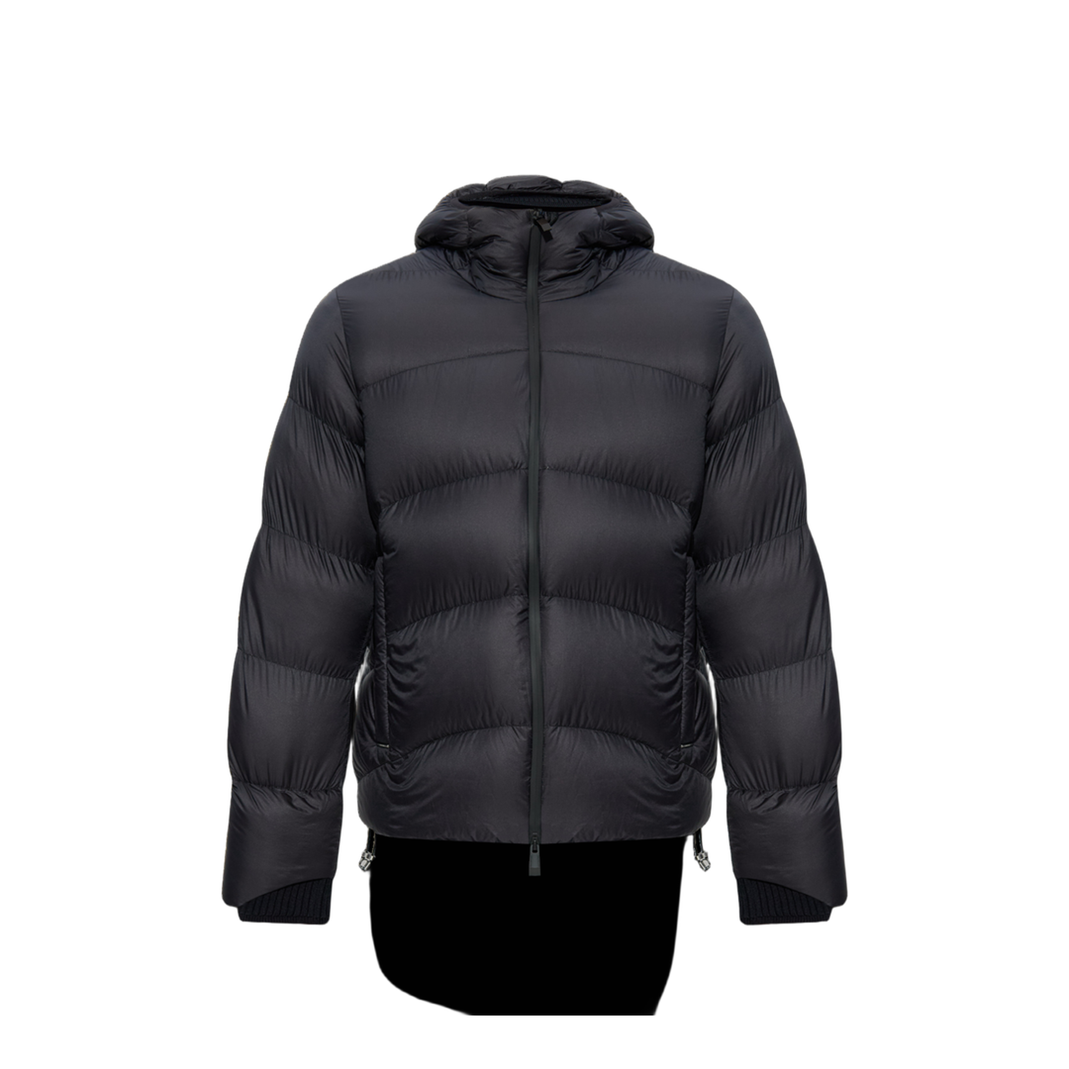 Black Fulcran Hooded Short Down Jacket