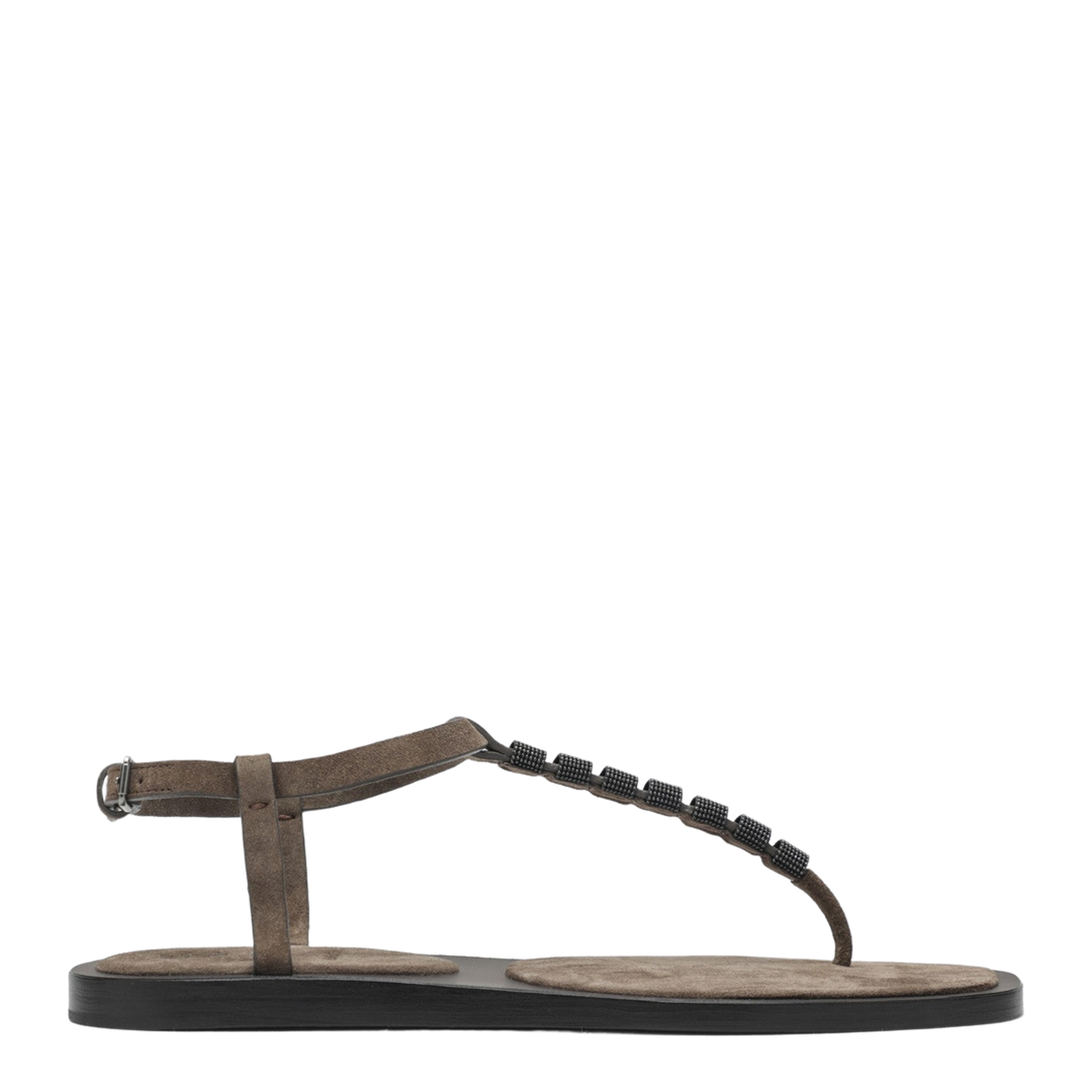 Suede Thong Sandals with Precious Straps