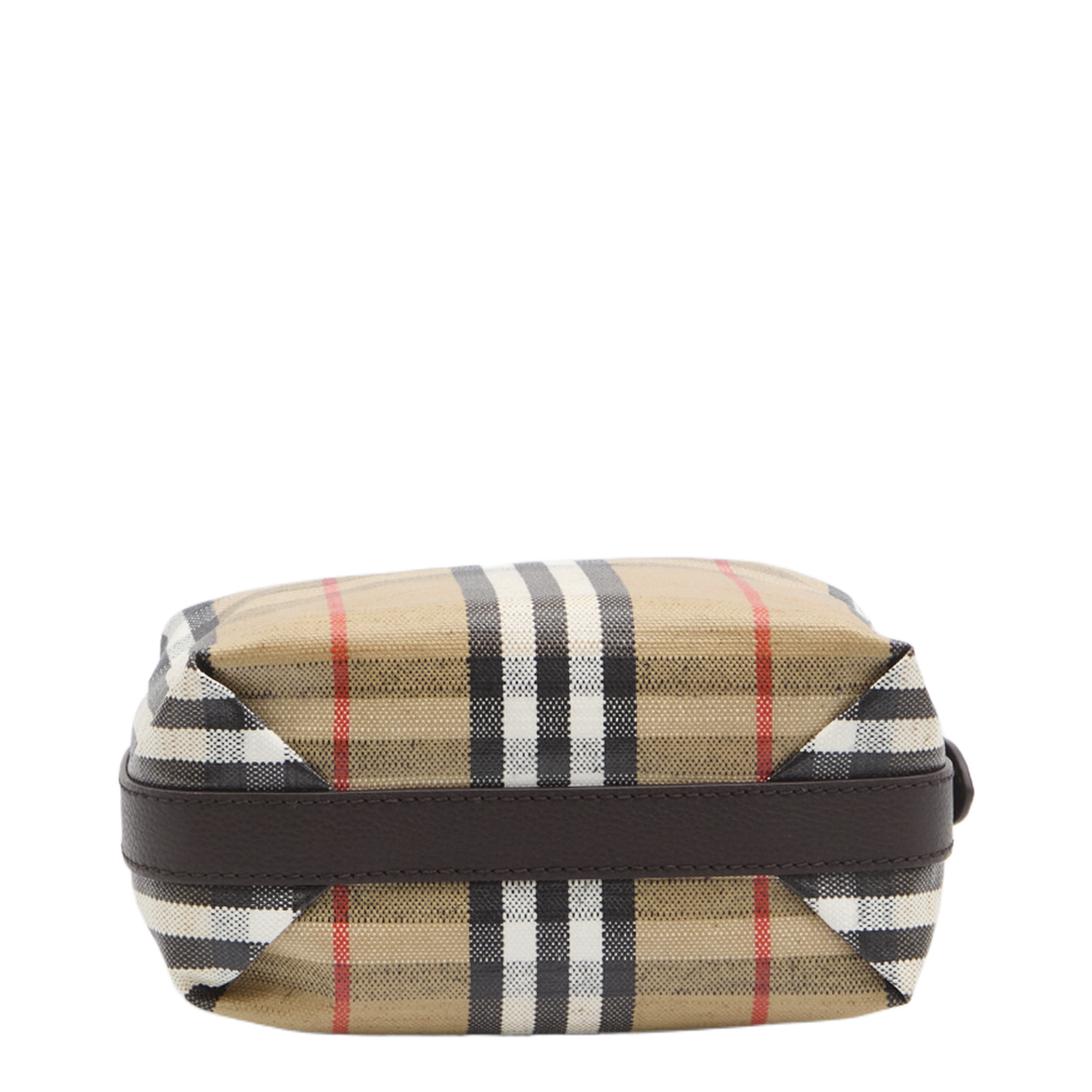 Coated Canvas Handbag With Check Pattern