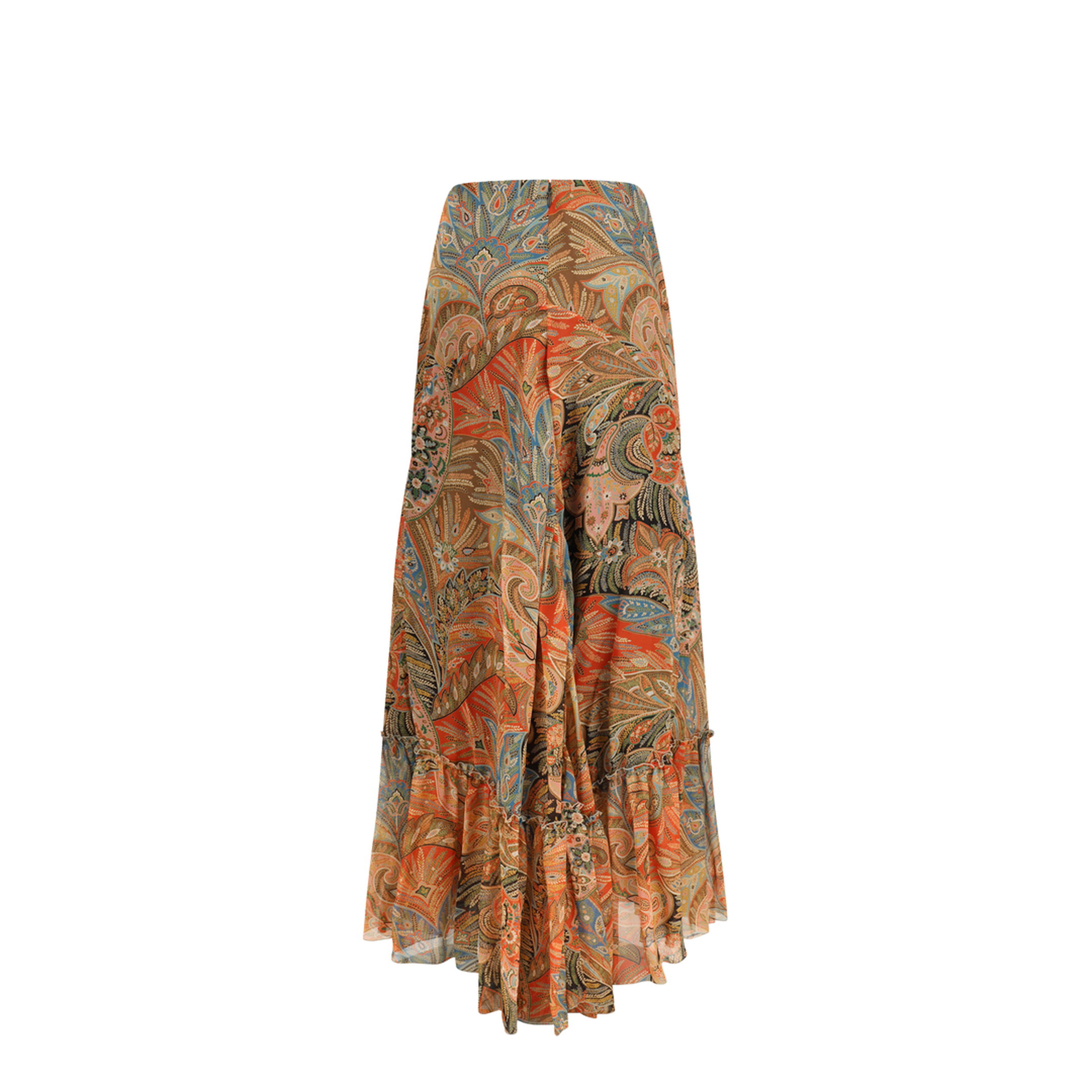 MAYFEYR - Etro - Silk Long Skirt With Flounce And Paisley Motif - WRFA020499SA1R9
