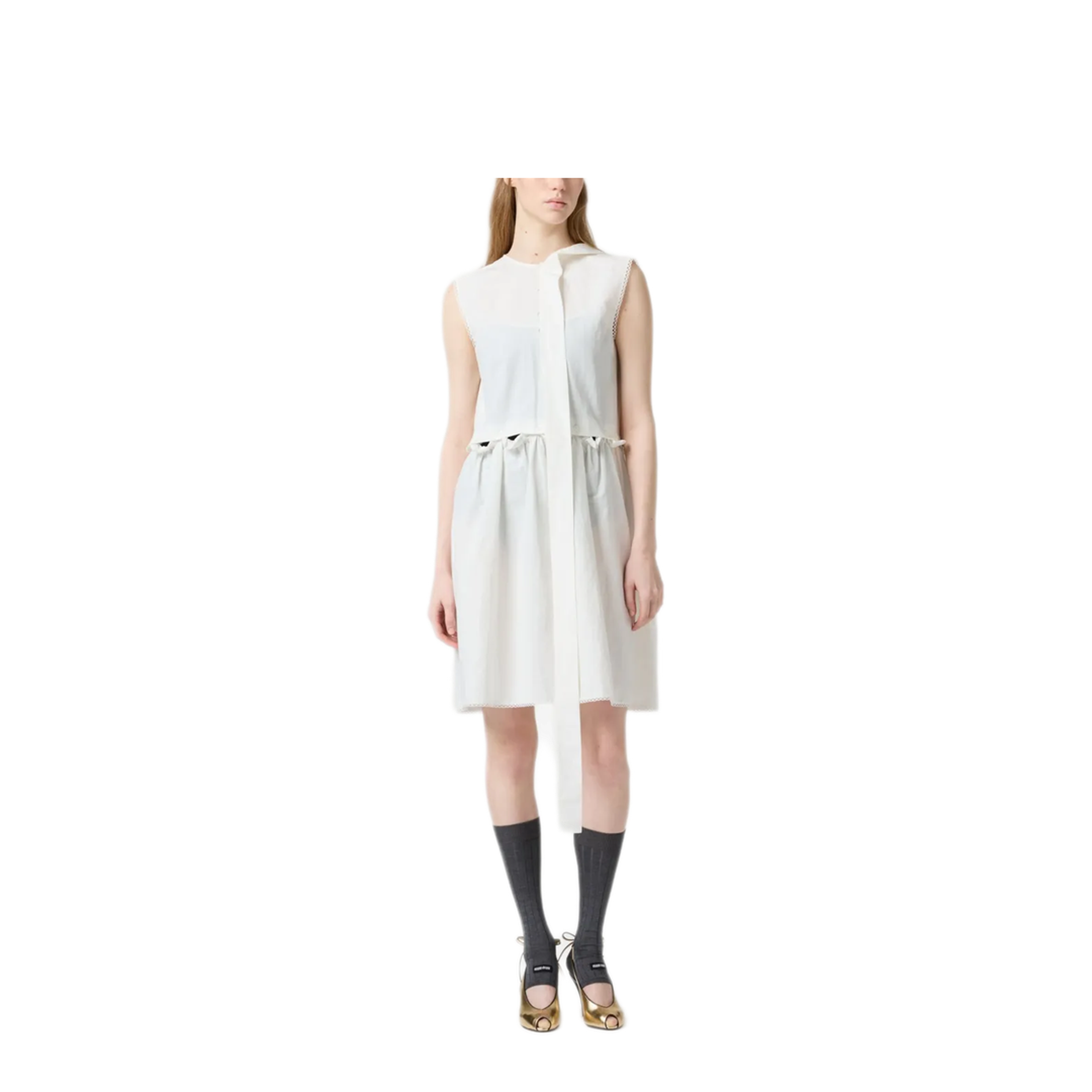 MAYFEYR - Miu Miu - Slubbed Poplin Logo-Patch Dress - MF5780SOOO163MF0009
