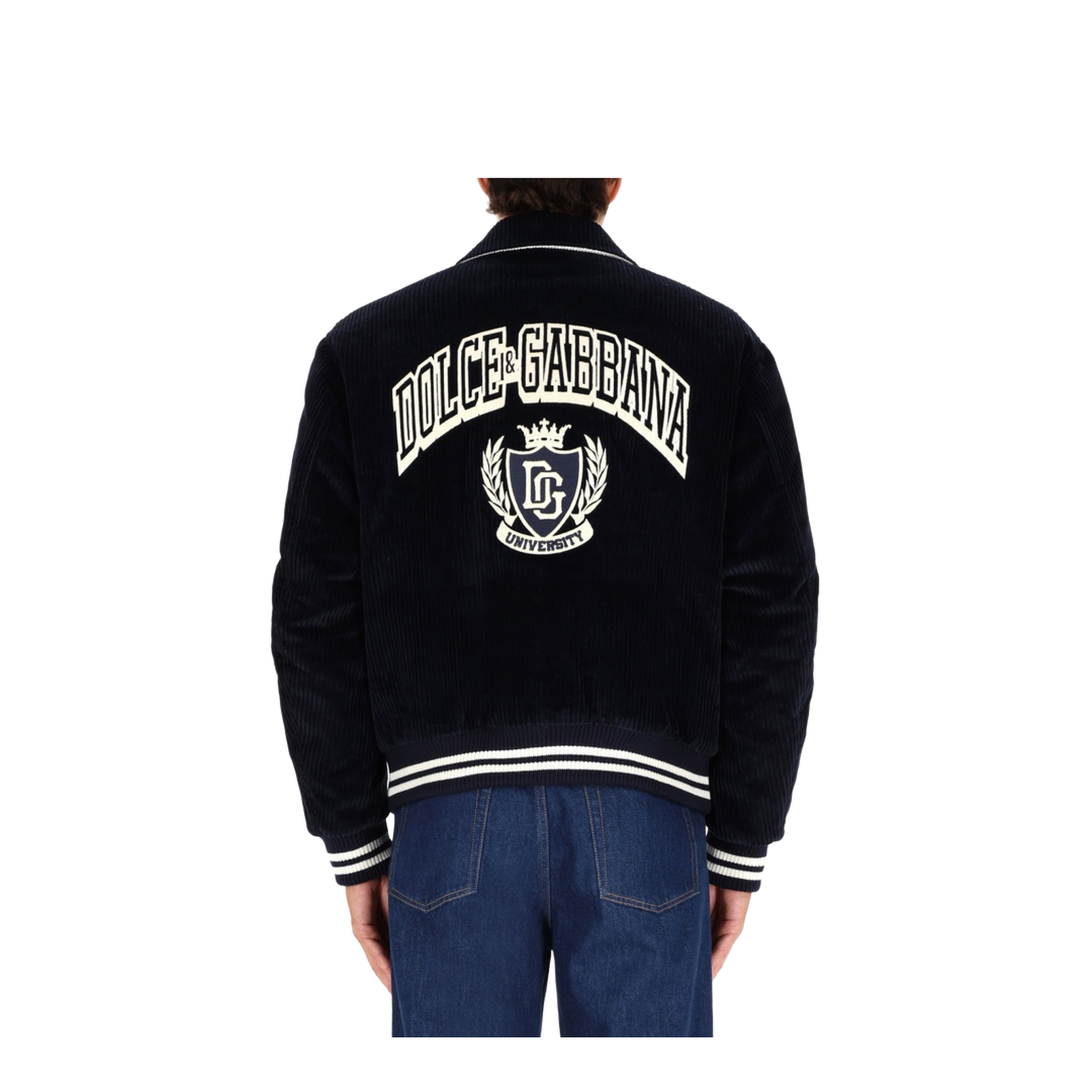 Navy Corduroy Varsity Bomber