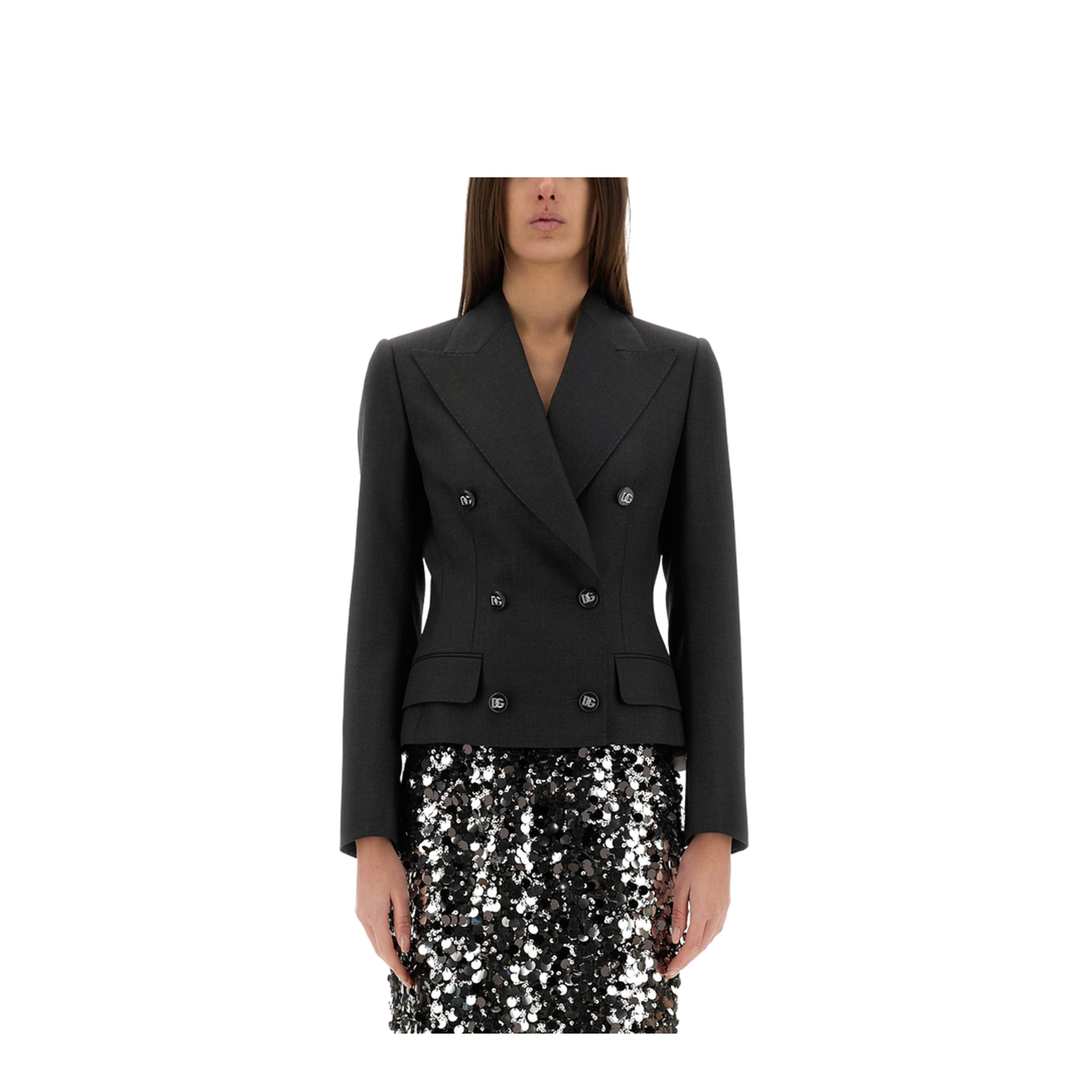 Double-Breasted Jacket with Logo Buttons