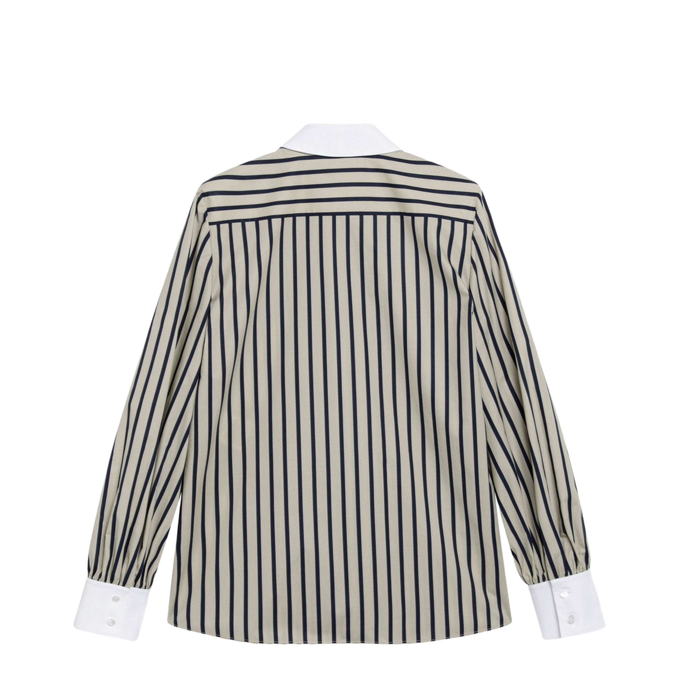 MAYFEYR - Valentino - Striped Cotton Shirt With Scarf In Beige And Blue - 9B3AB8J7AC4V1G