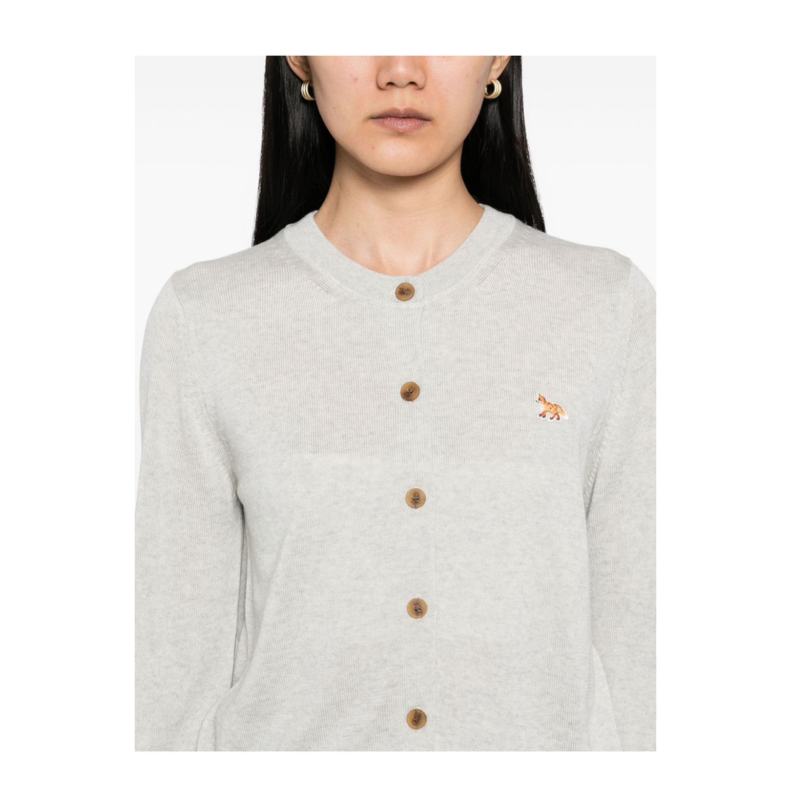 Light Grey Front Button Fastening Top