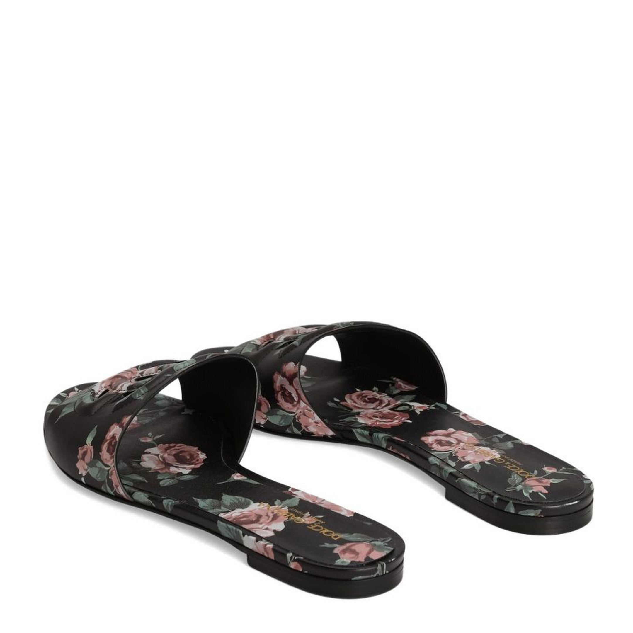 Black Slide Sandals with Cut Out Logo