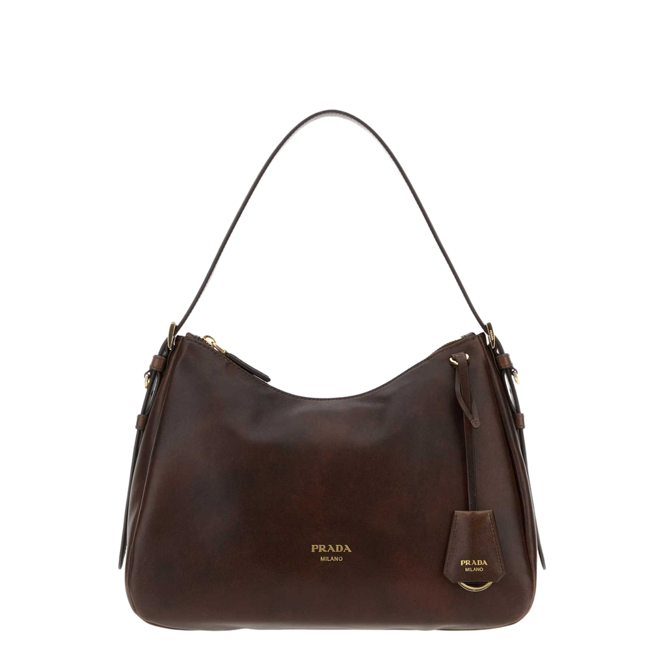 MAYFEYR - Prada - Dark Brown Leather Shoulder Bag - 1BC301VLEY2ZRNF0324