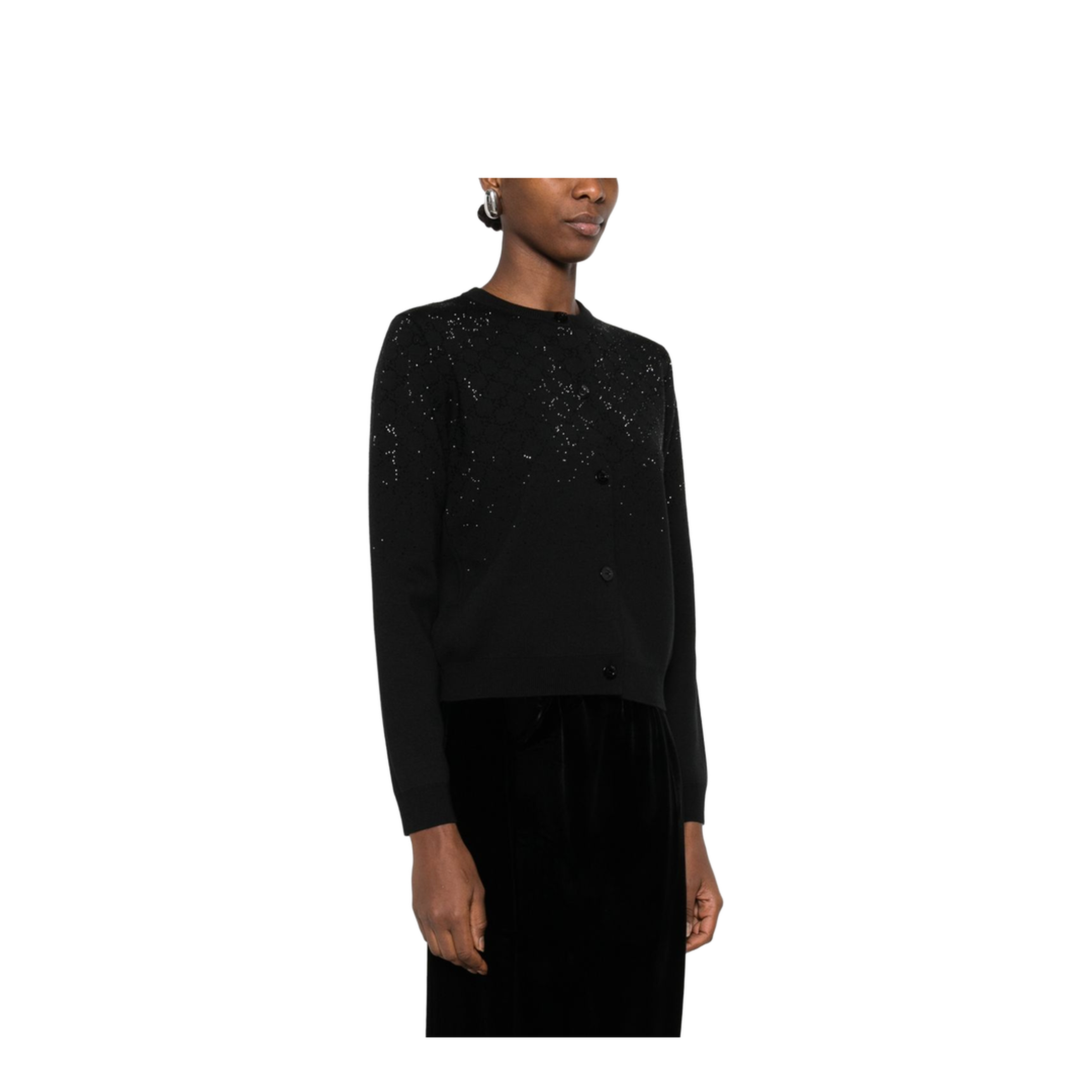 Fine Wool Cardigan with Crystals