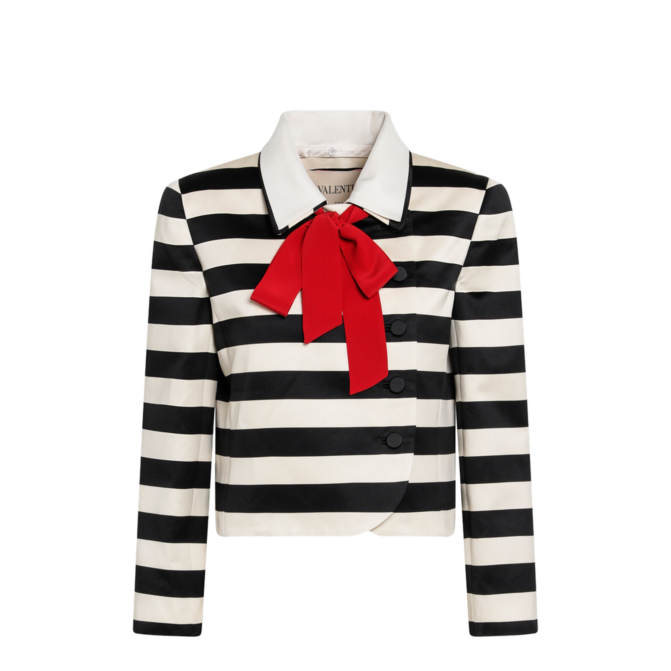 MAYFEYR - Valentino - Vanilla Black Striped Jacket With Maxi Bow - 9B3CE5W3ACM3G5