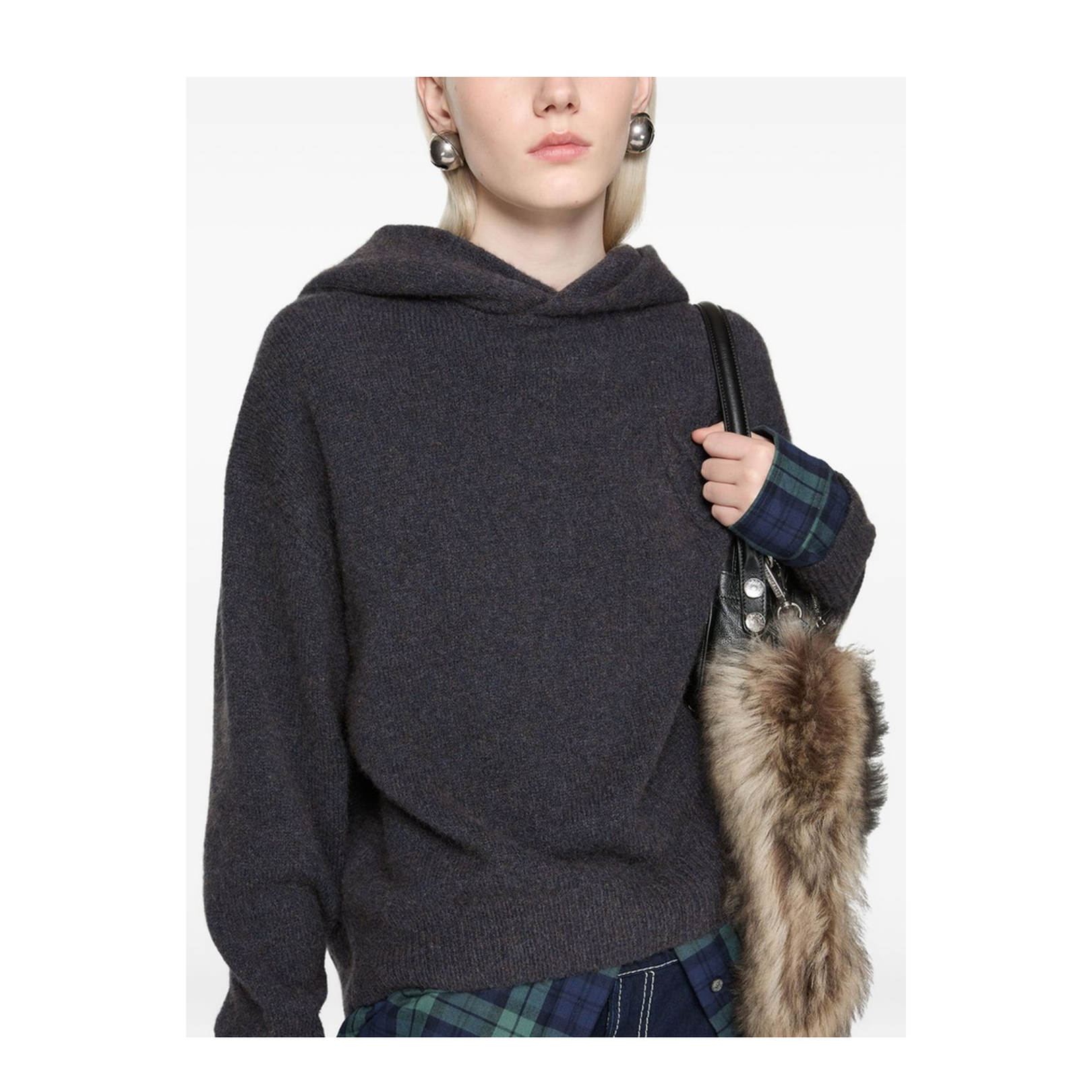 Hooded Layered Plaid Shirt