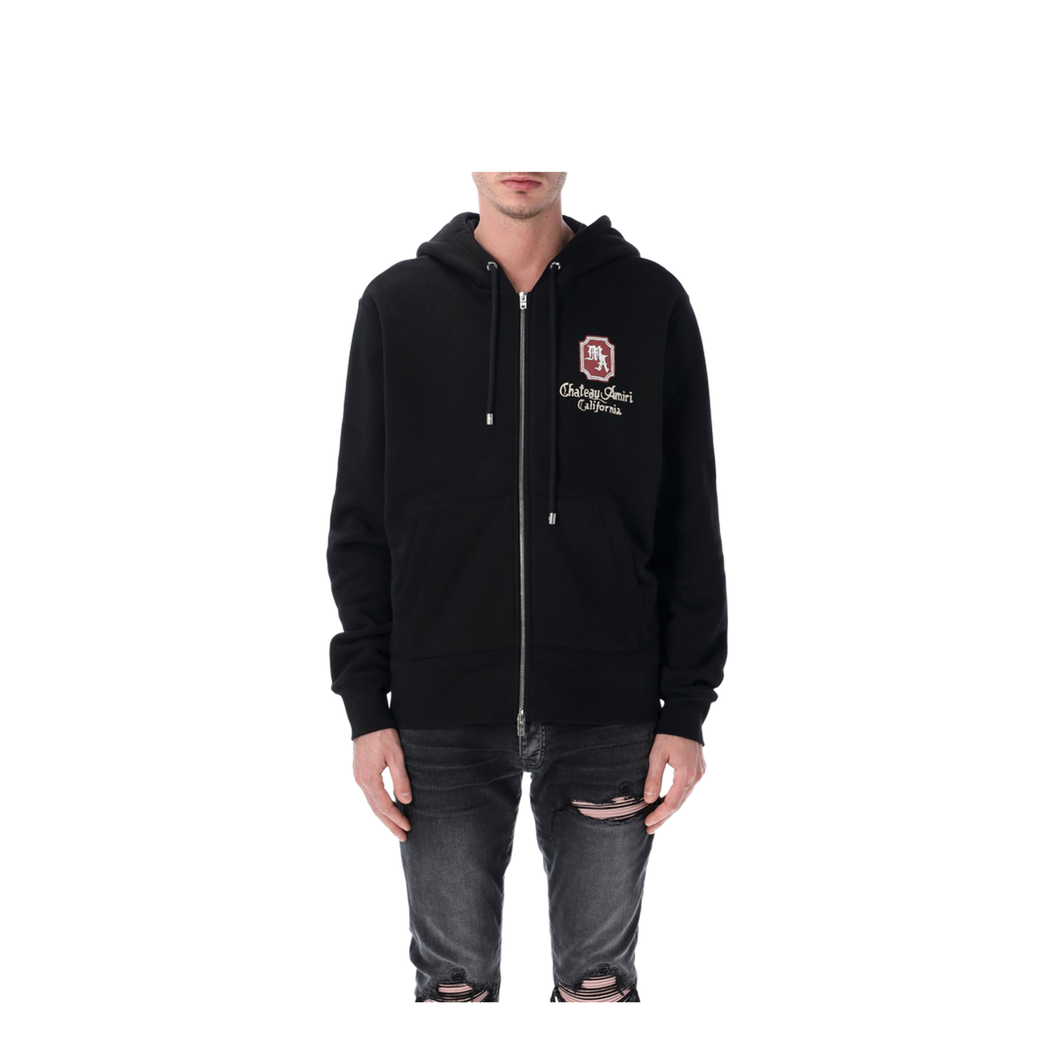 Zipped Cotton Hoodie Black