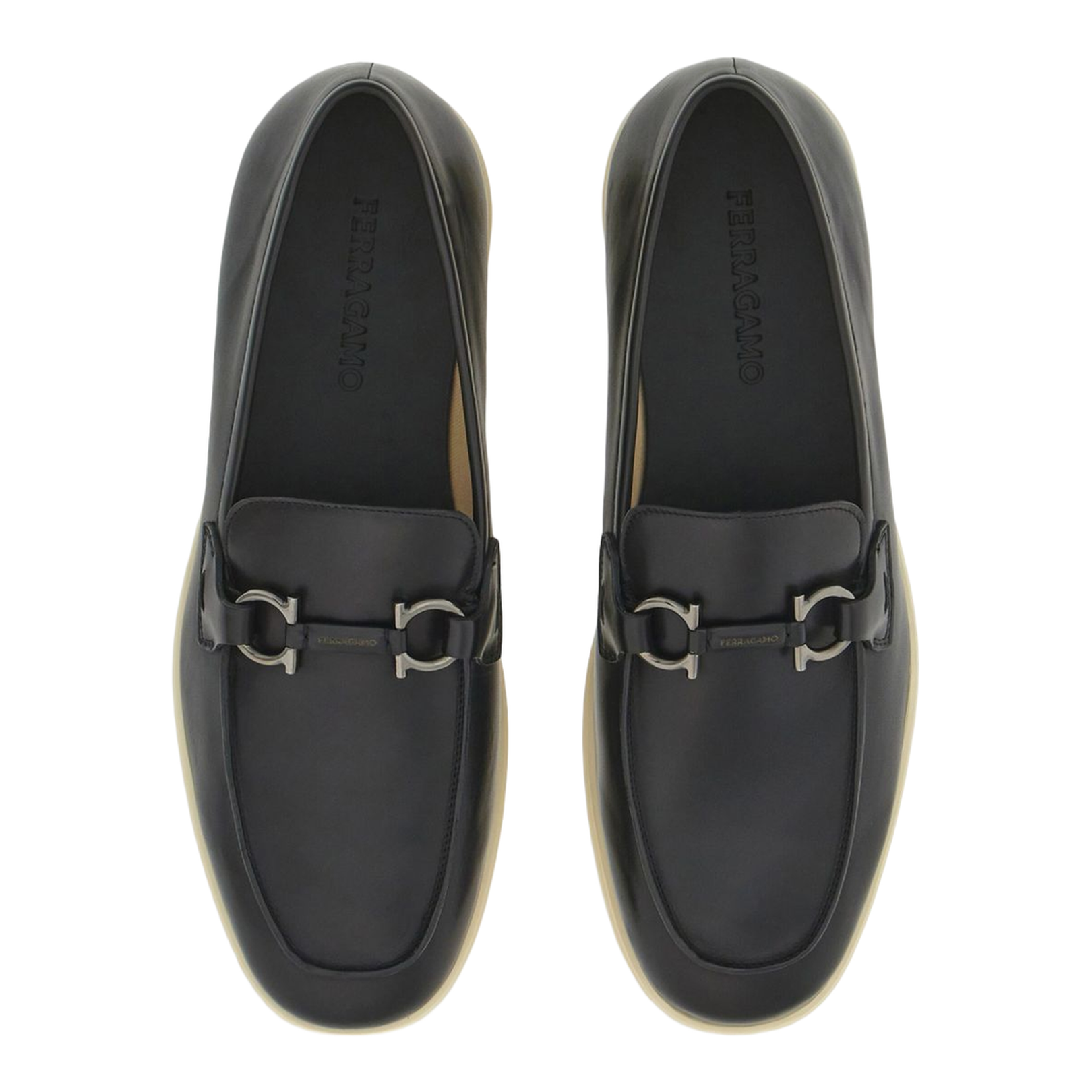 Gancini Leather Loafers - Black