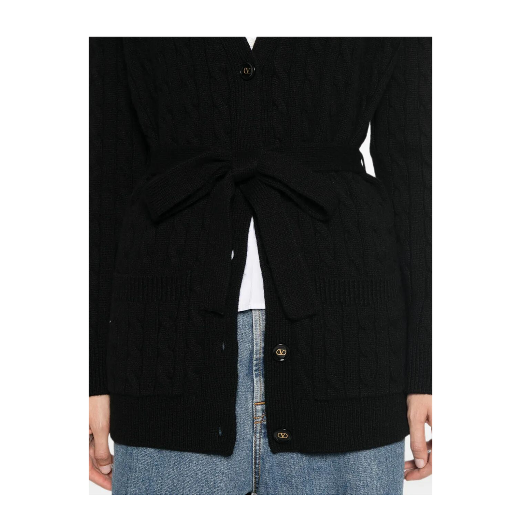 MAYFEYR - Valentino - Cable-Knit Belted Cashmere Cardigan - BKA16DAB90NO