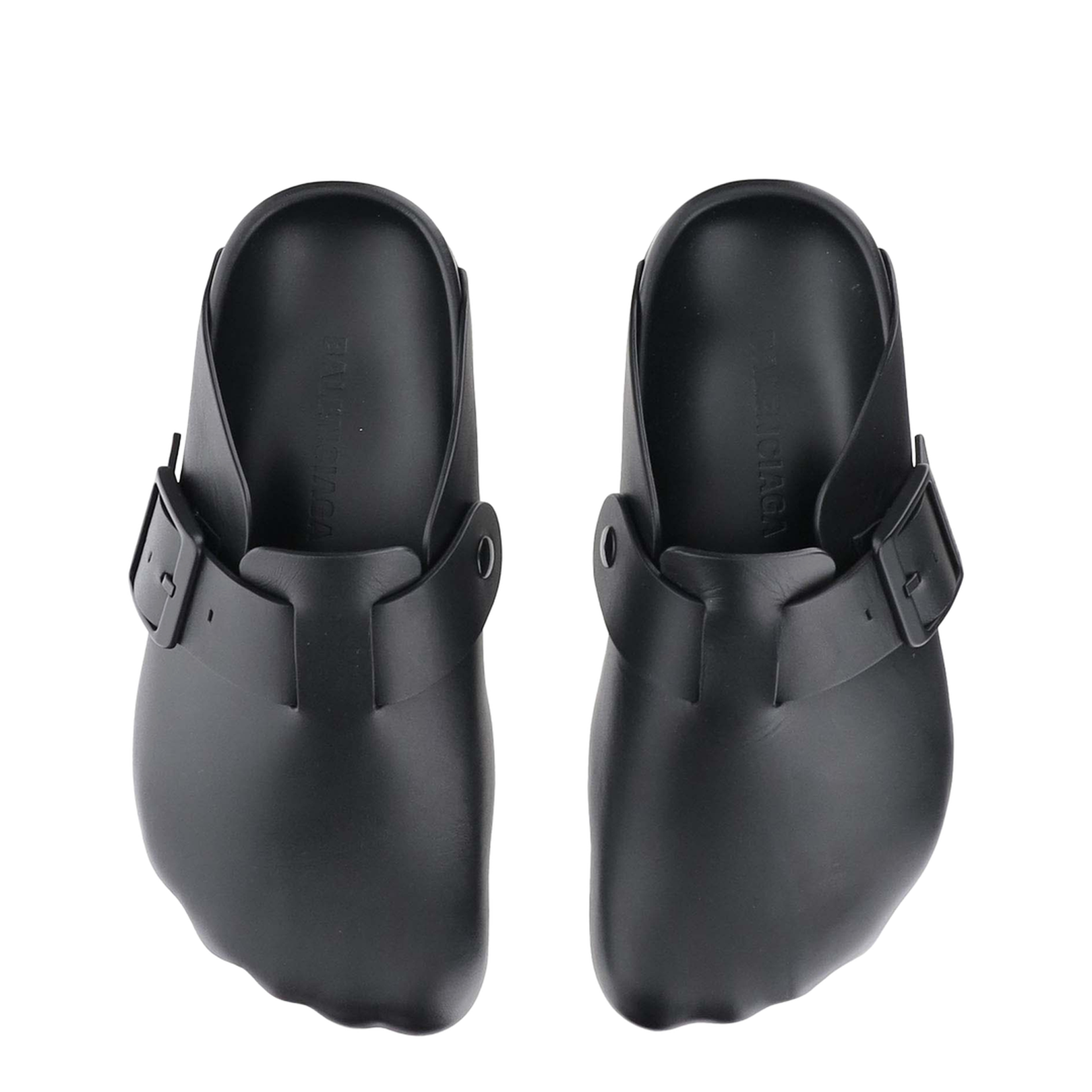 Balenciaga Black Sunday Clogs with Logo Strap