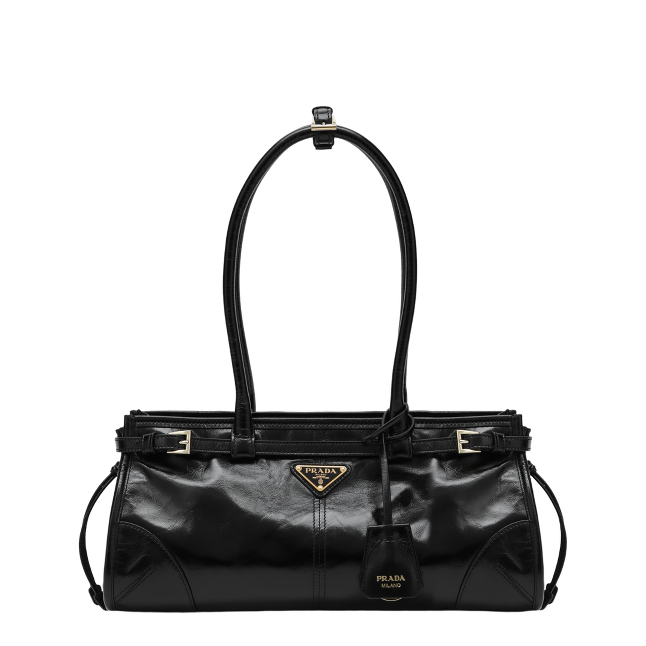 MAYFEYR - Prada - Bonnie Medium Hand Bag In Calfskin Leather, Black - 1BA426MOM2CYRF0002