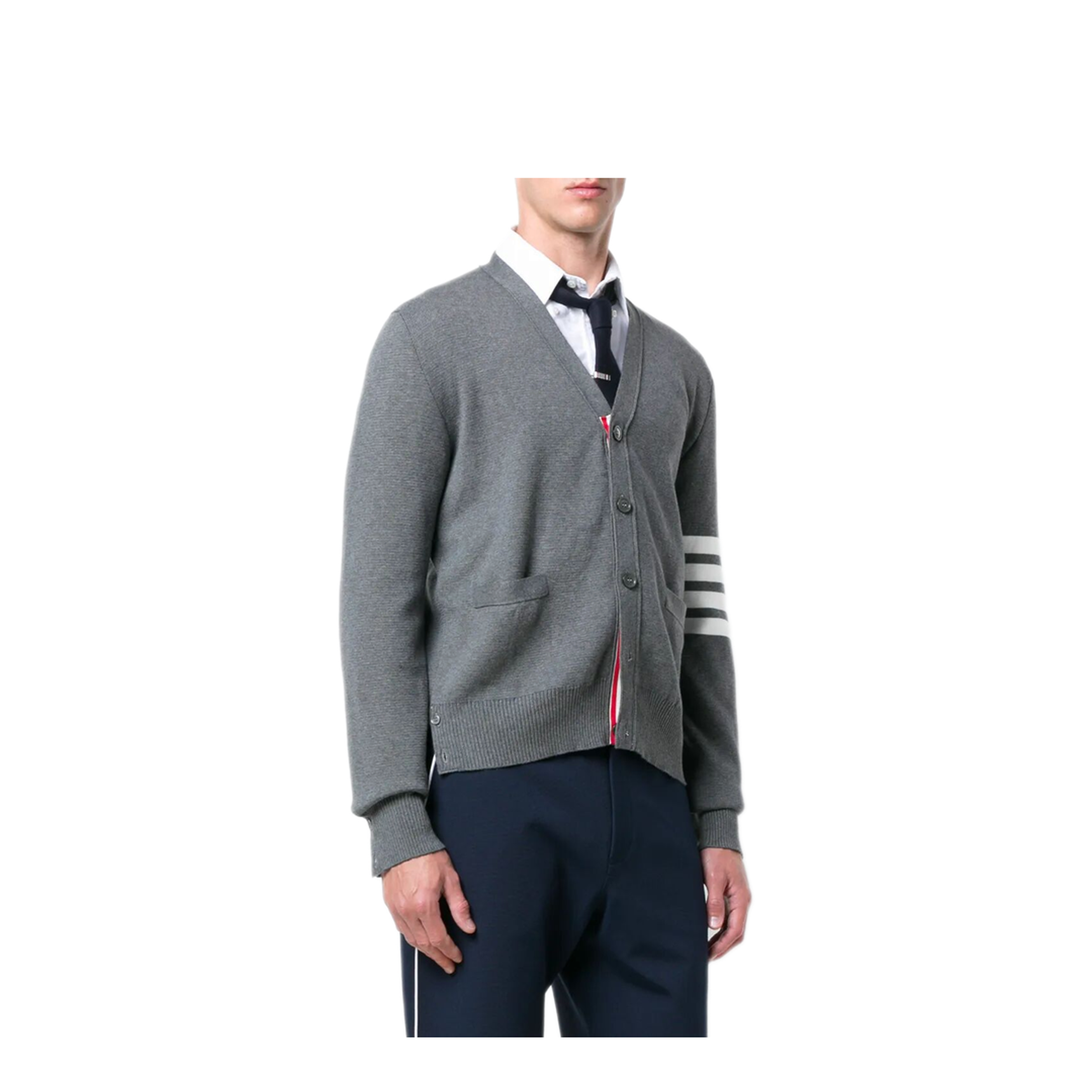 MAYFEYR - Thom Browne - 4-Bar V-Neck Cotton Cardigan - MKC171A00219035