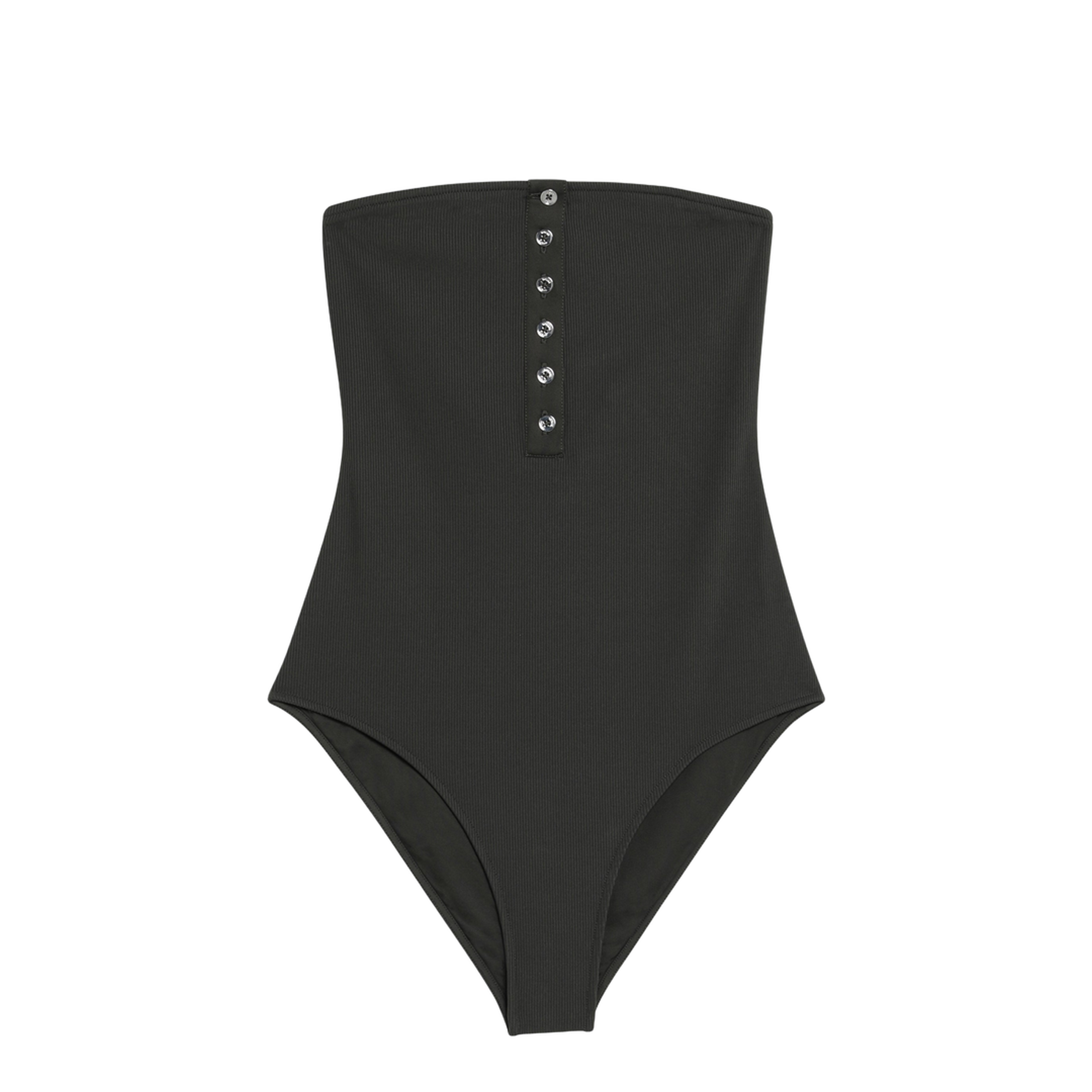 Strapless One-Piece Swimsuit Dark Green