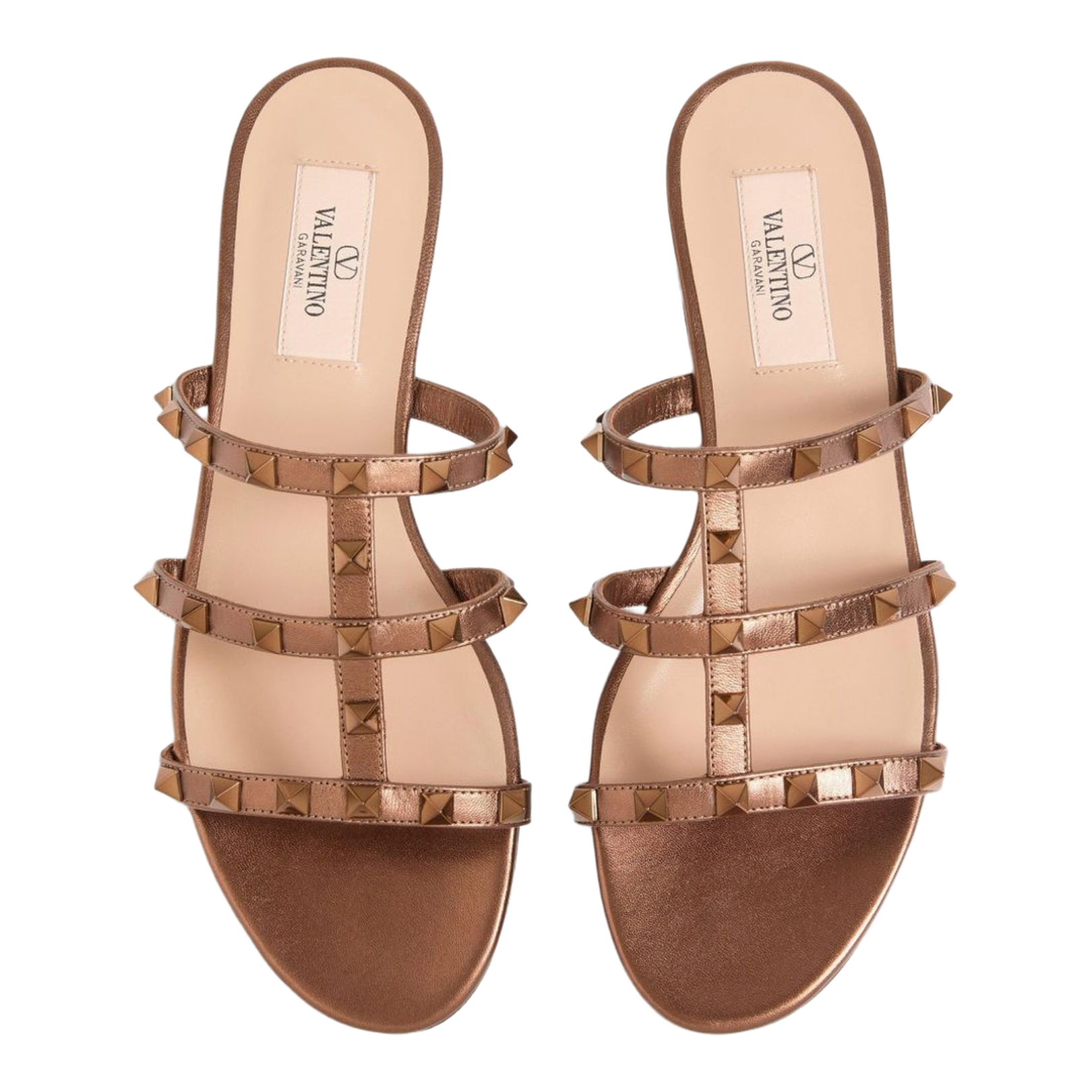 Rockstud Leather Flat Sandals