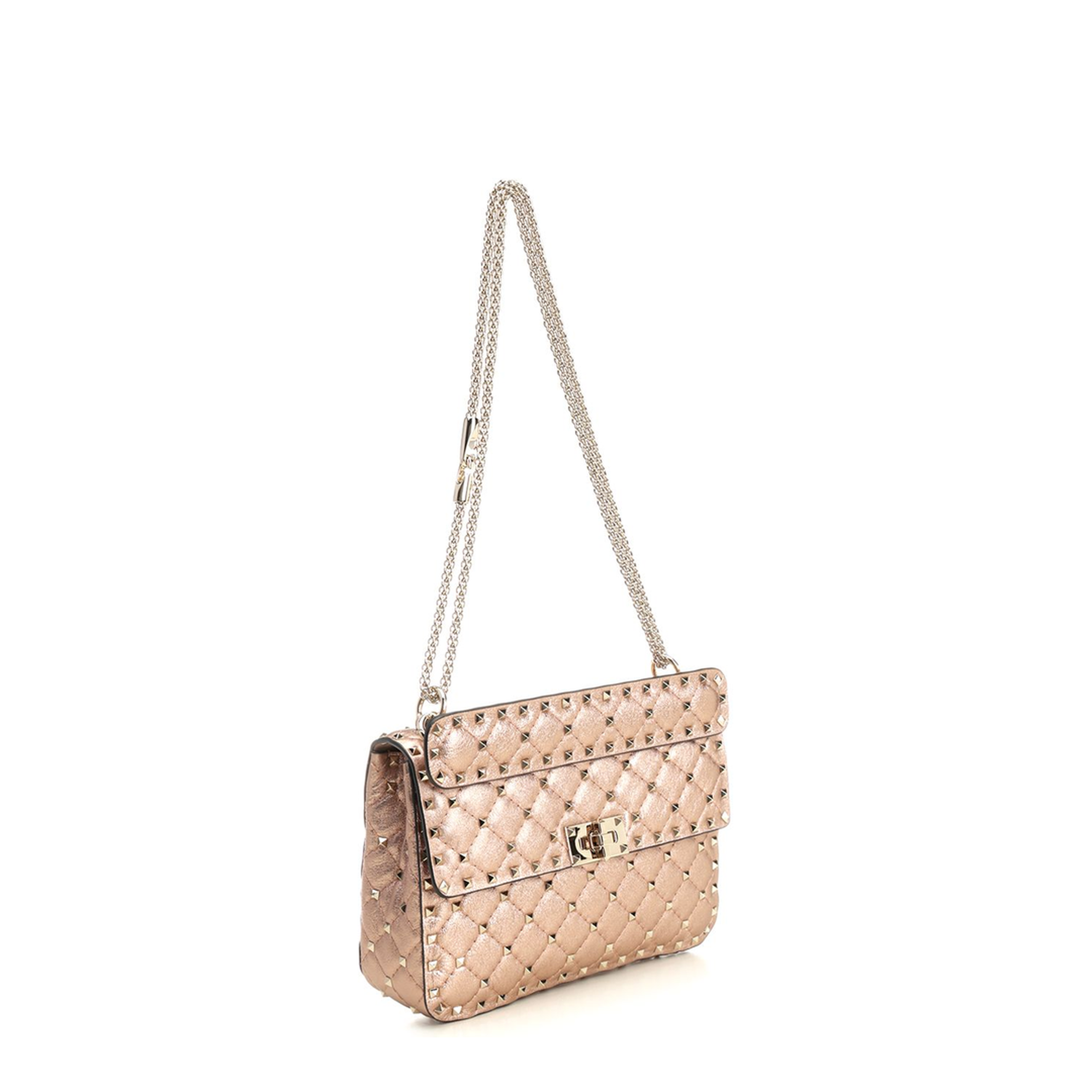 Medium Shoulder Bag Rockstud Spike Nappa Laminata Platinum Studs