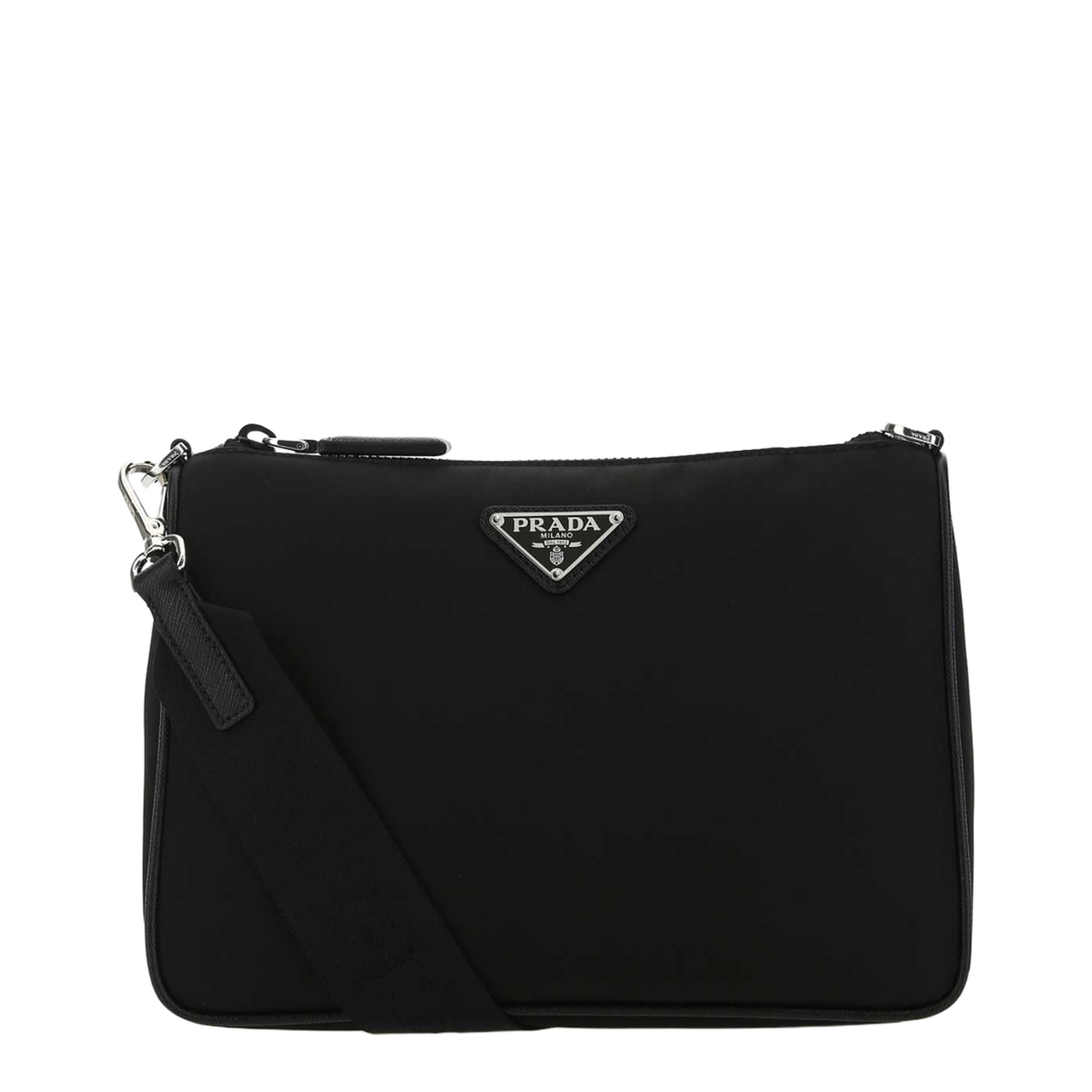 Logo Plaque Zipped Messenger Bag