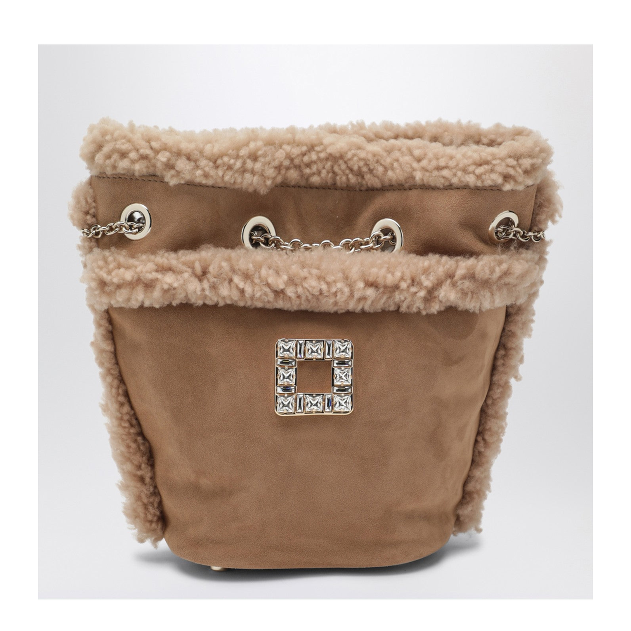 Très Vivier Backpack in Suede and Shearling Beige