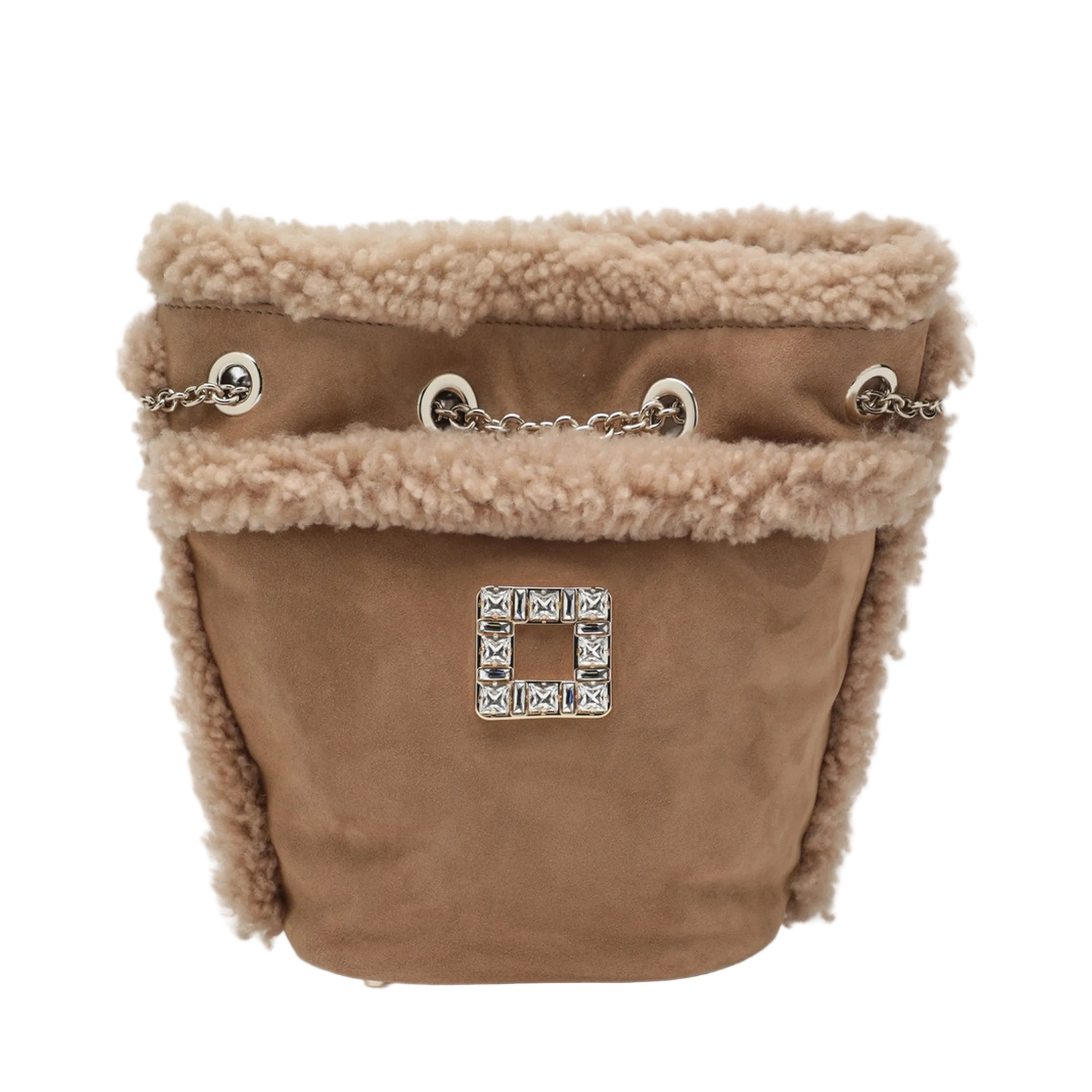 Très Vivier Backpack in Suede and Shearling Beige