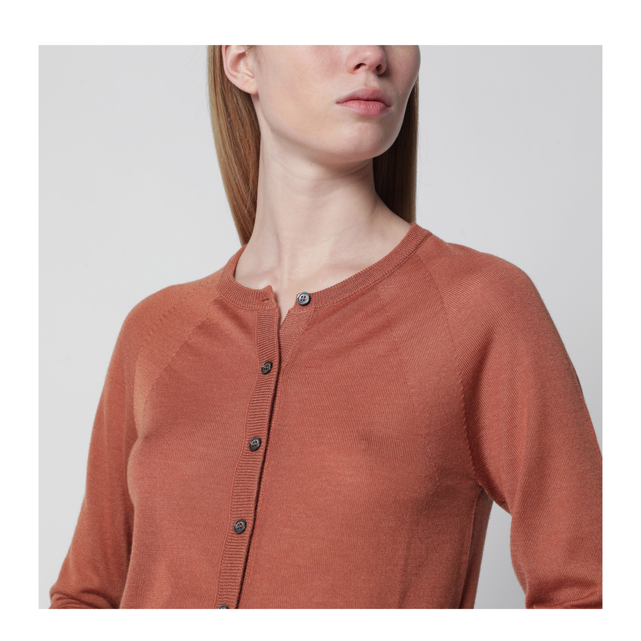 MAYFEYR - Roberto Collina - Brick Colored Cardigan In Cashmere And Silk - 261FXA02020WS55