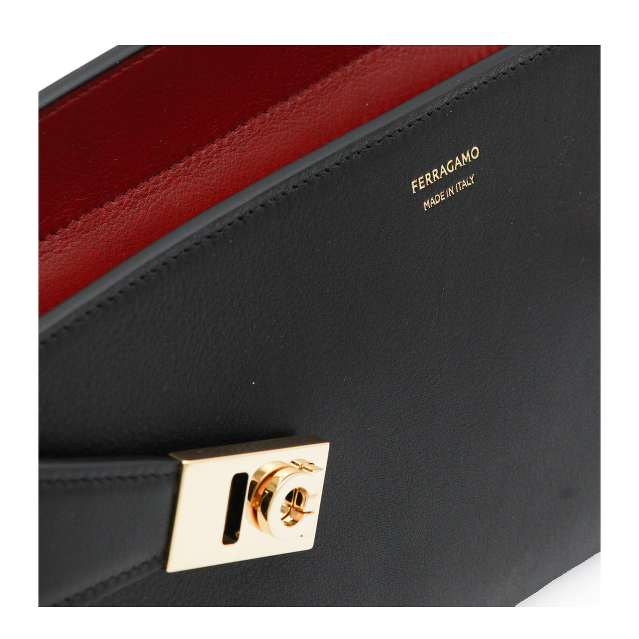 Hug East-West Calfskin Shoulder Bag - Black / Burgundy