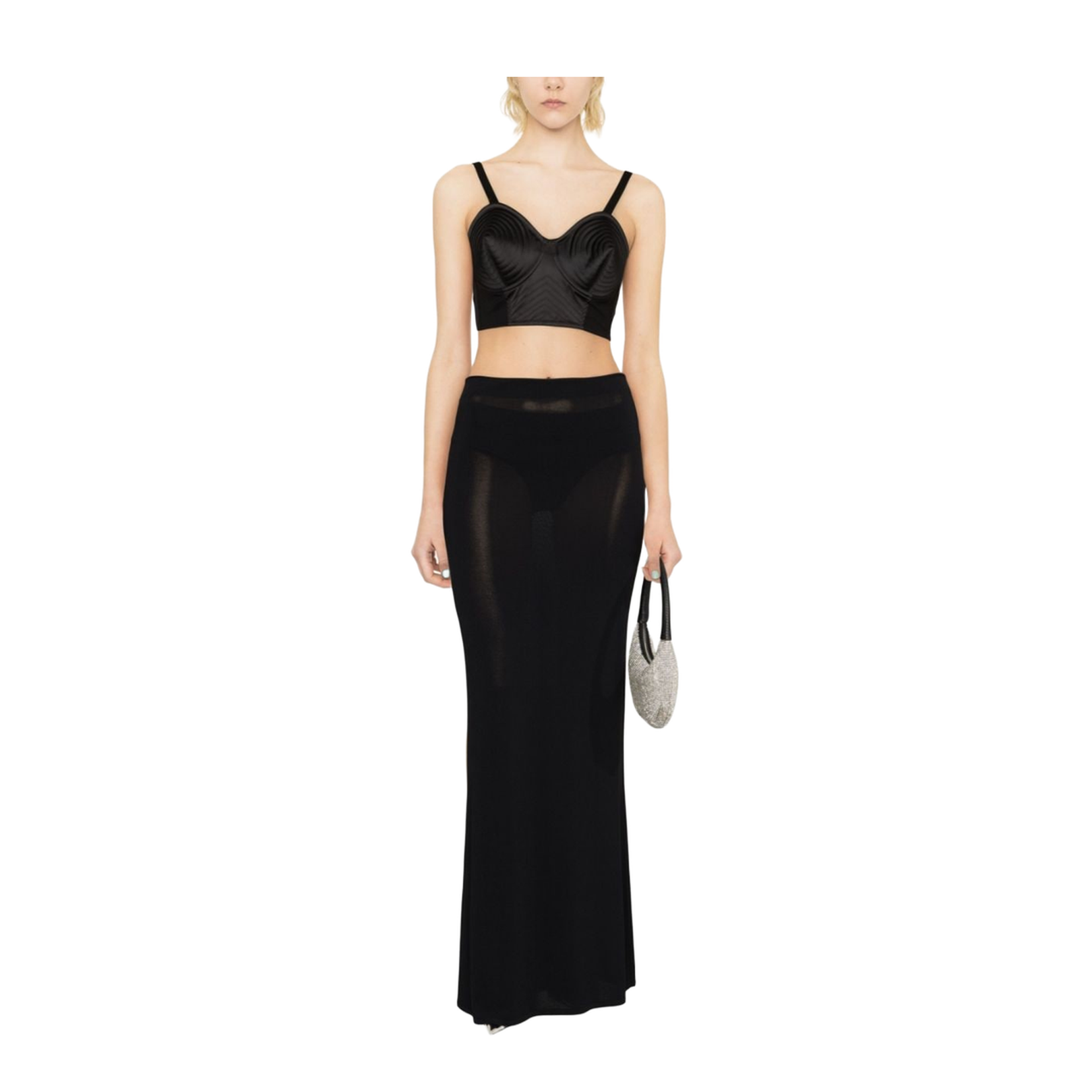 Conical Corset Cropped Top - Black