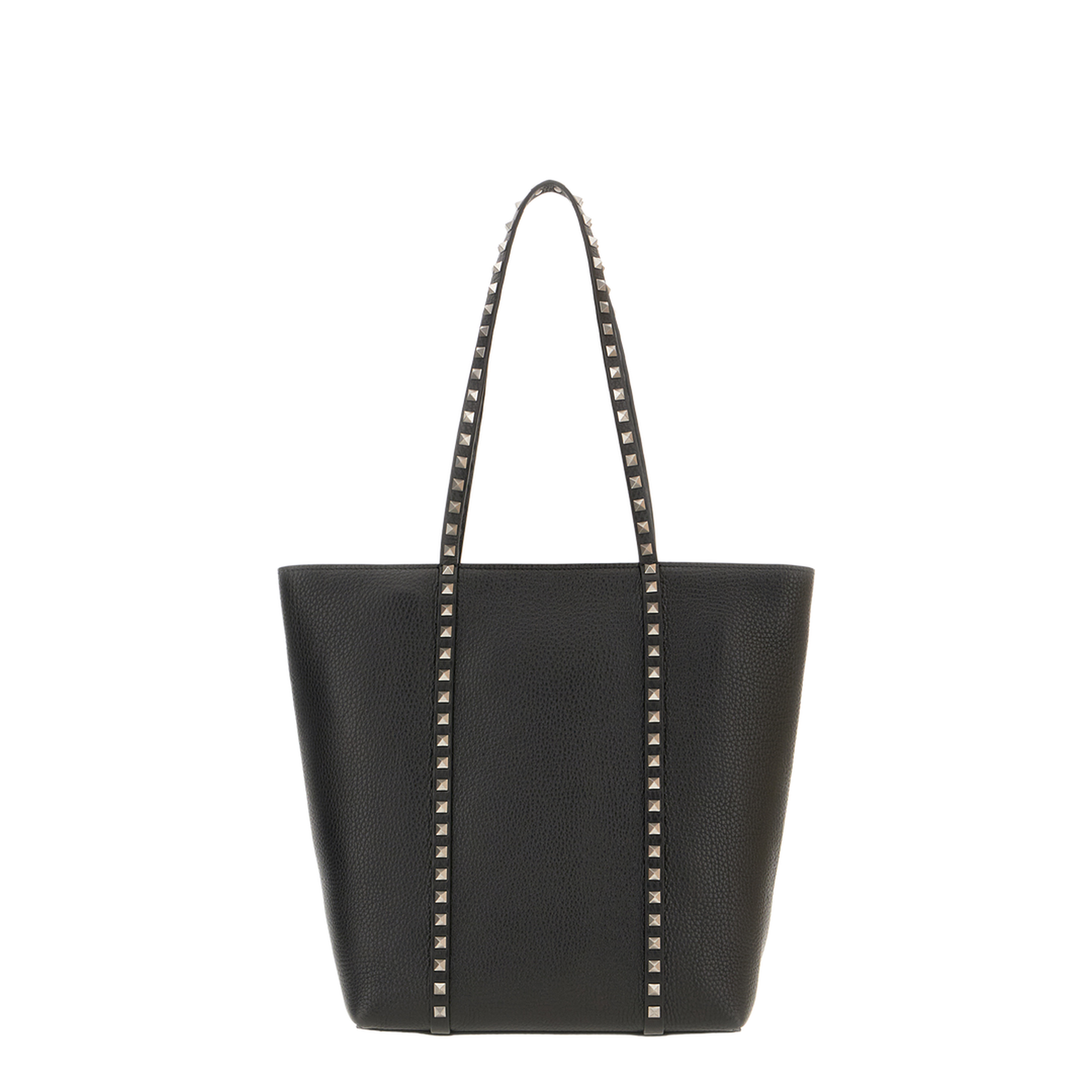 Black Leather Rockstud Shopping Bag