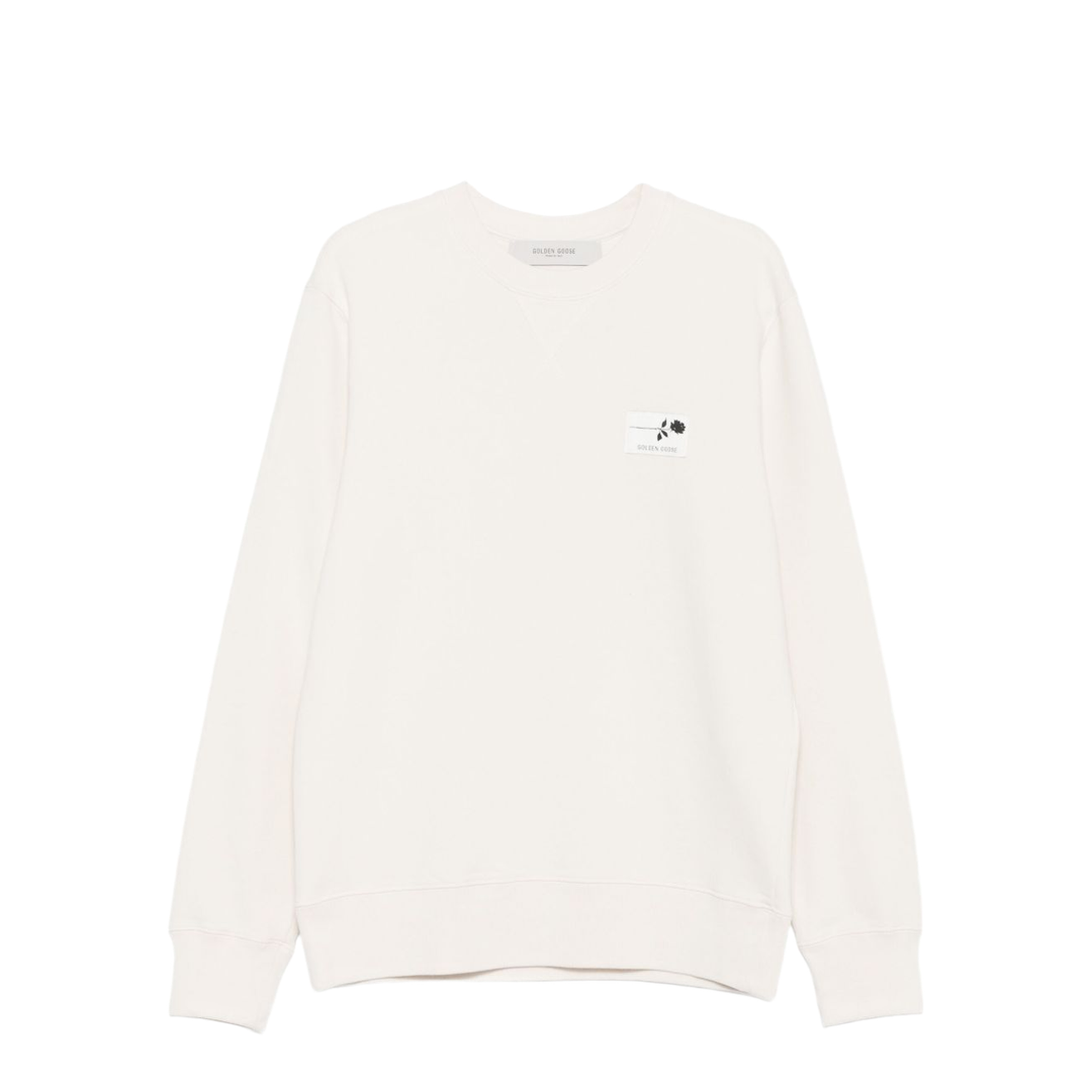 White Cotton Sweatshirt with Print on the Back